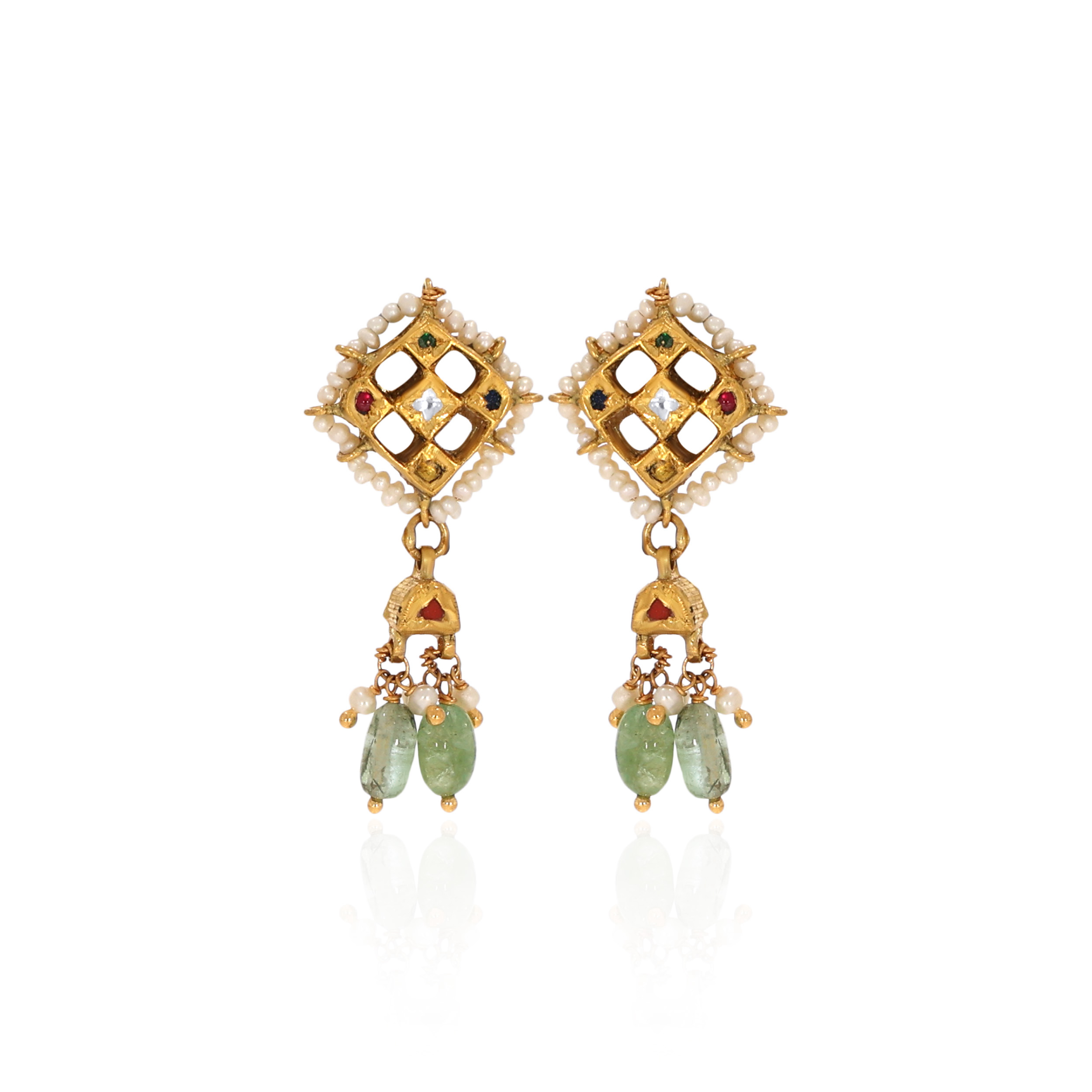 22K Yellow Gold Kundan Earrings-GPGN-D000788462 - Senco Gold and Diamonds