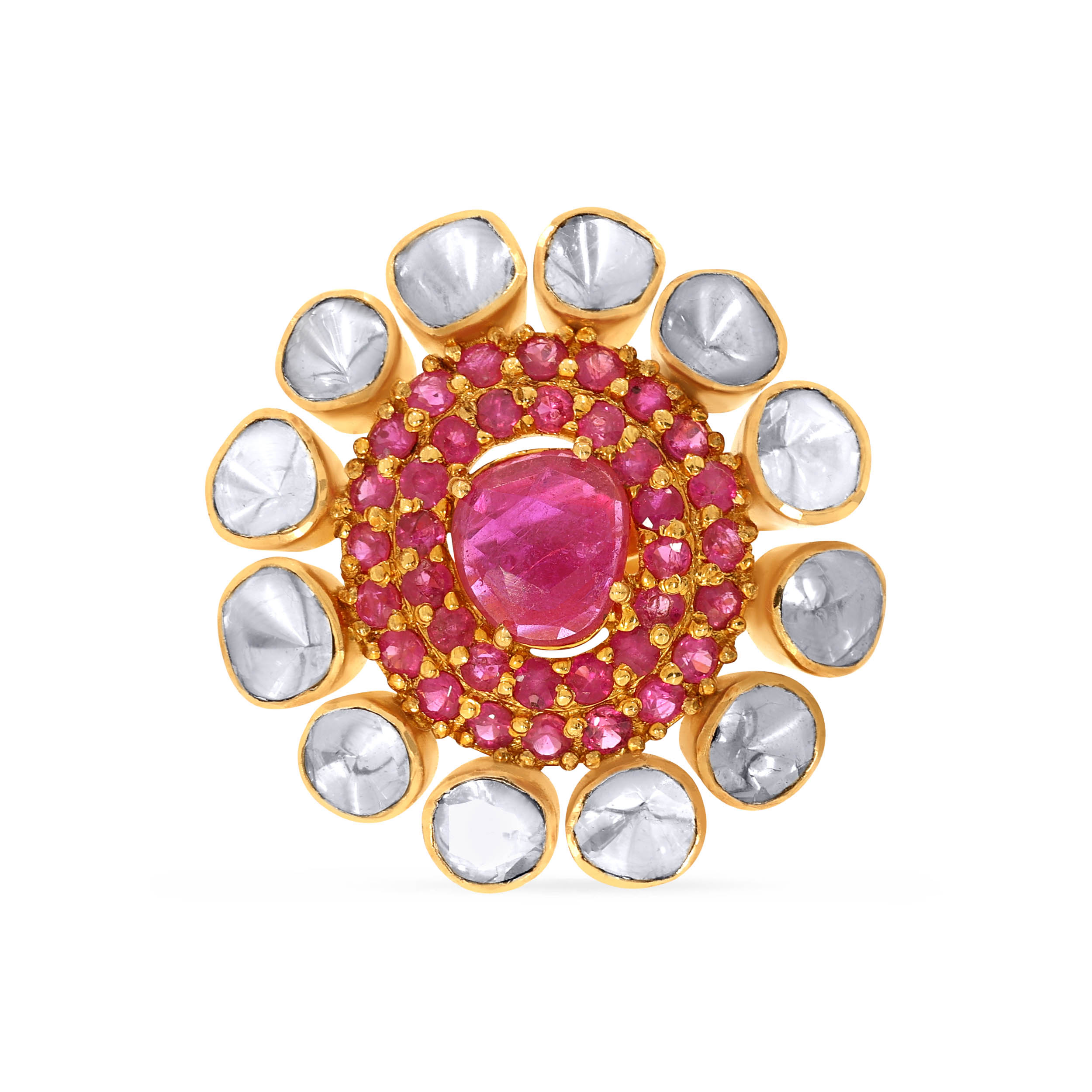 18K Yellow Gold Polki Ring-DLR-D000754547 - Senco Gold and Diamonds