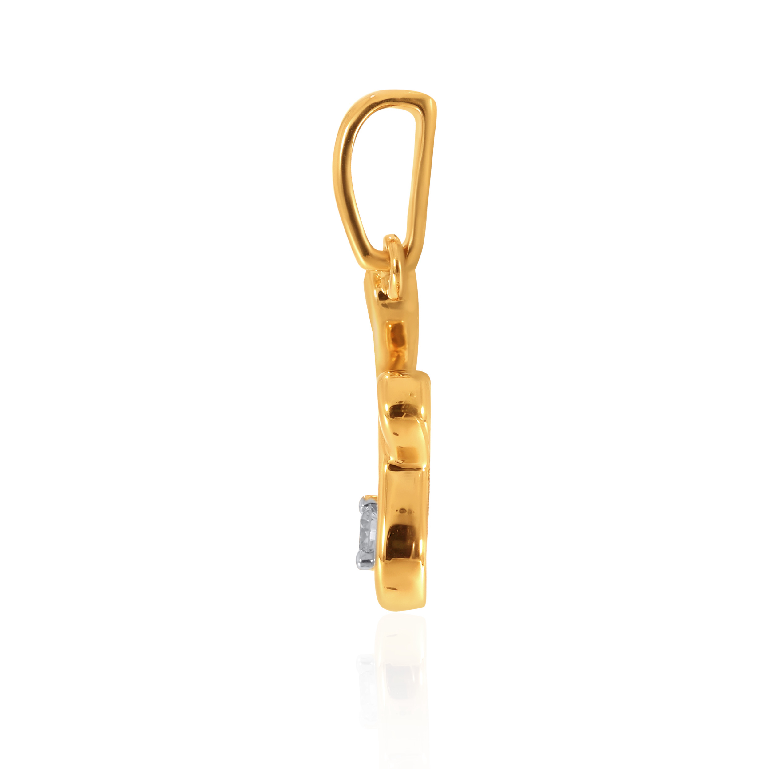 18K Yellow Gold V Alphabet Diamond Pendant-DPN-D000748623 - Senco Gold and Diamonds