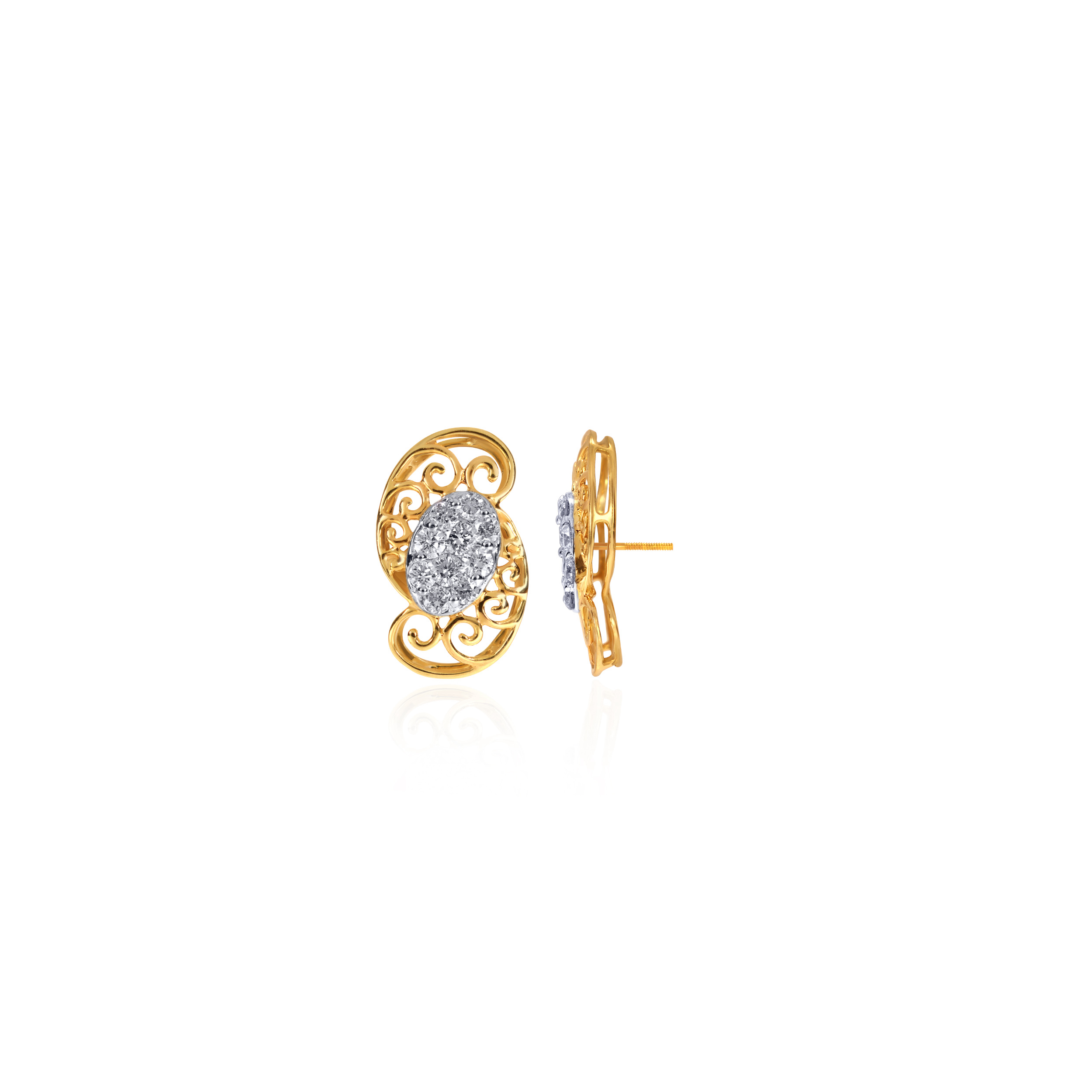 Filigree Whisper Diamond Studs - Senco Gold and Diamonds