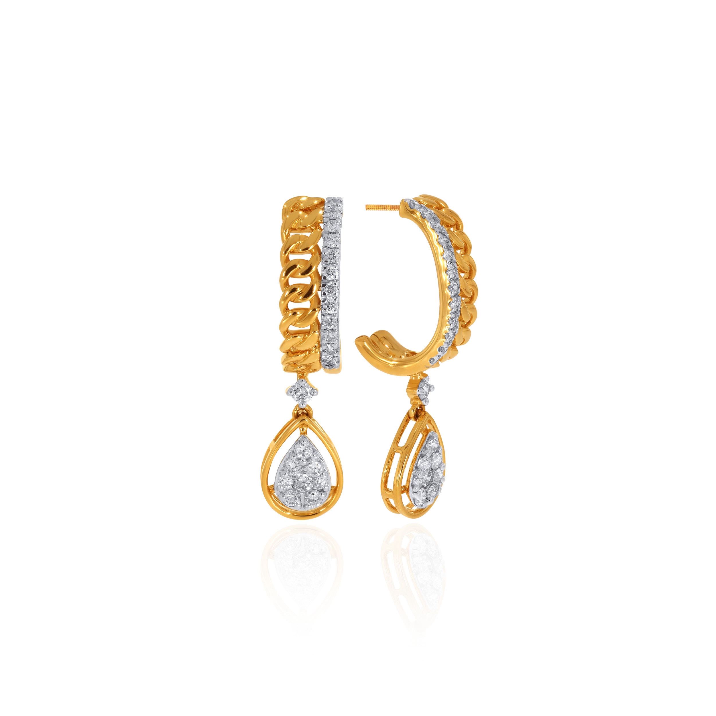 14K Yellow Gold Diamond Drop Earrings-DT-D000772721 - Senco Gold and Diamonds