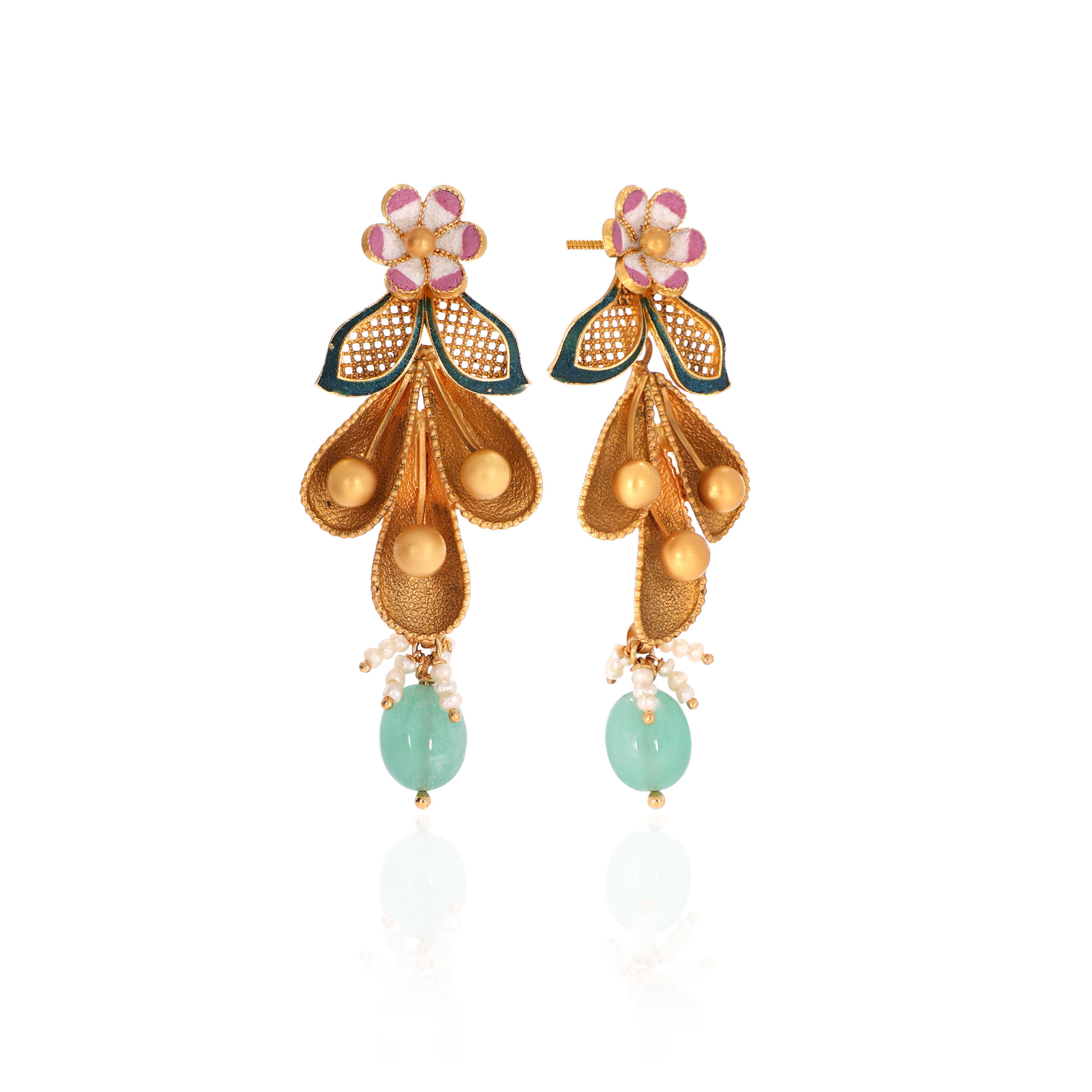 22K Yellow Gold Drop Earrings-GPNGP-D000765134 - Senco Gold and Diamonds