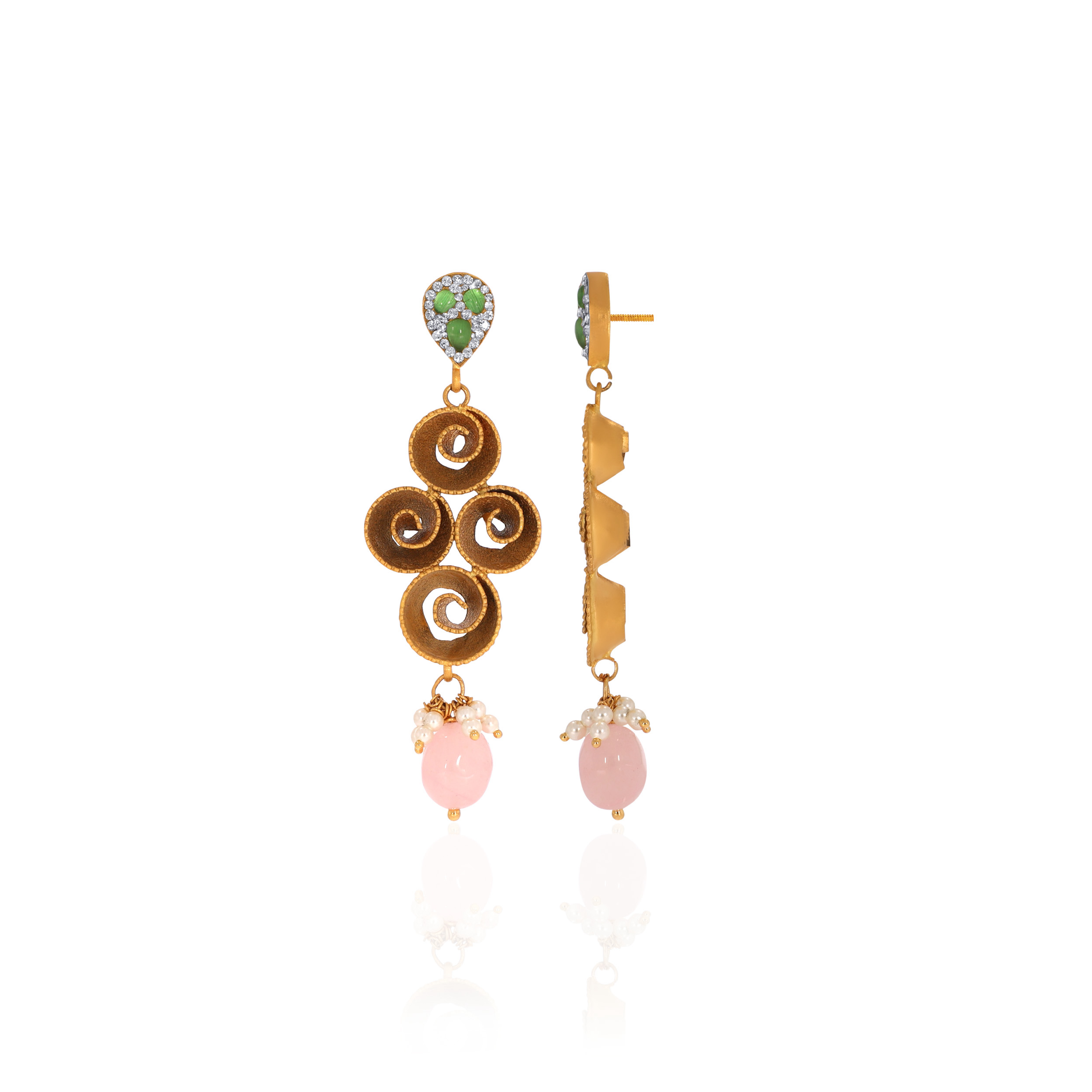 22K Yellow Gold Antique Kundan Drop Earrings-GPGN-D000779692 - Senco Gold and Diamonds