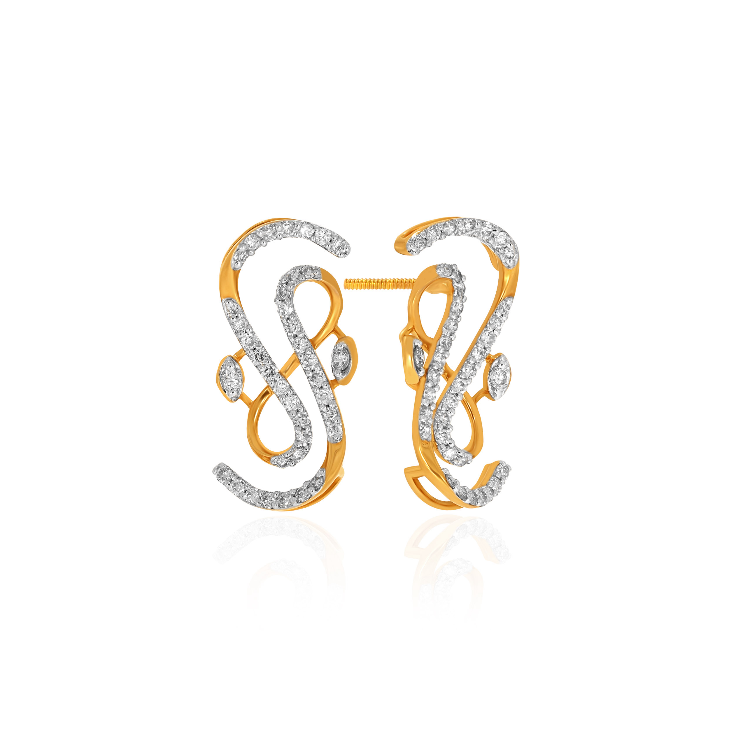 Swirling Sparkle Diamond Earrings - Senco Gold and Diamonds