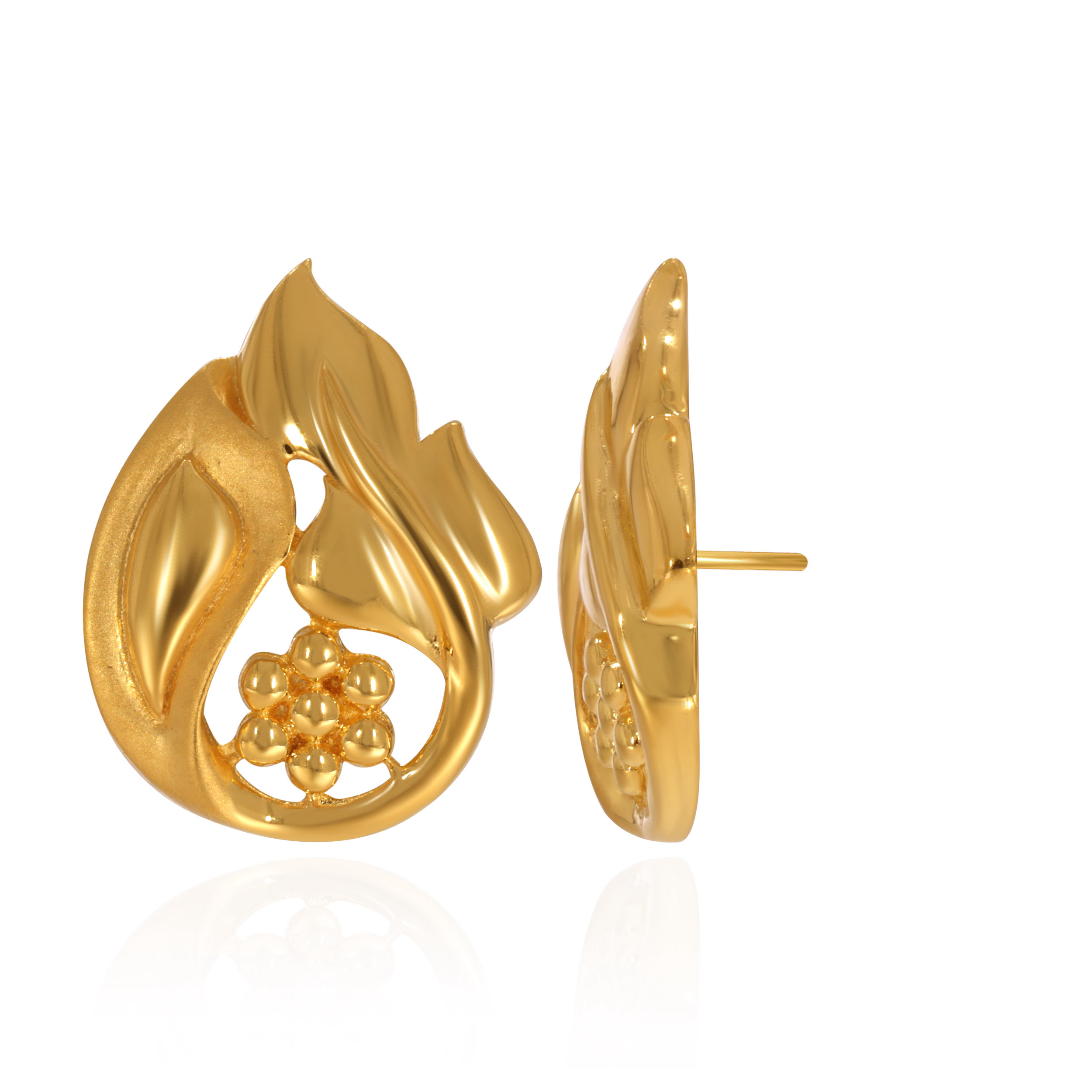 Curved Grace Gold Studs - Senco Gold and Diamonds