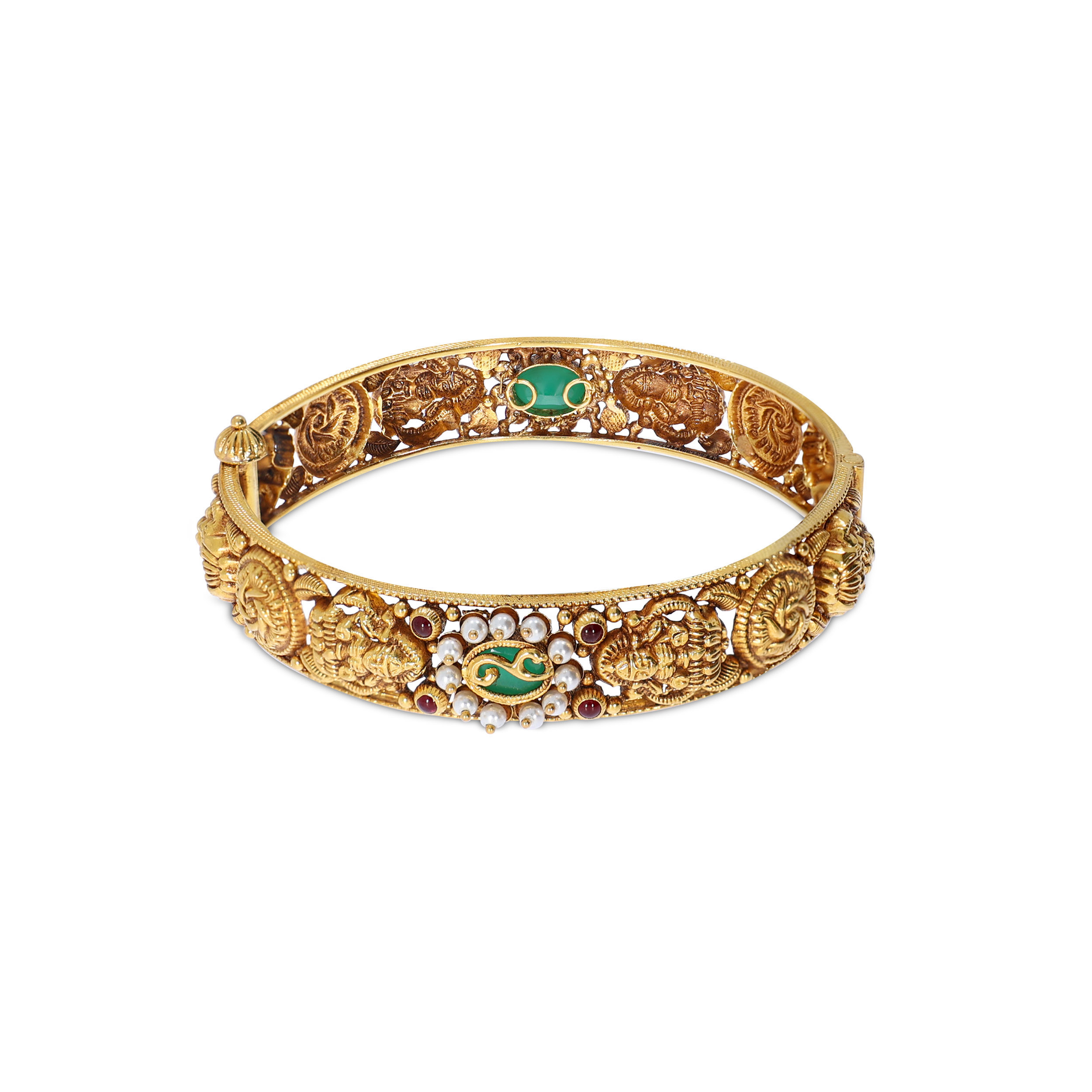 Blessed Aura Antique Gold Chur Bangle - Senco Gold and Diamonds
