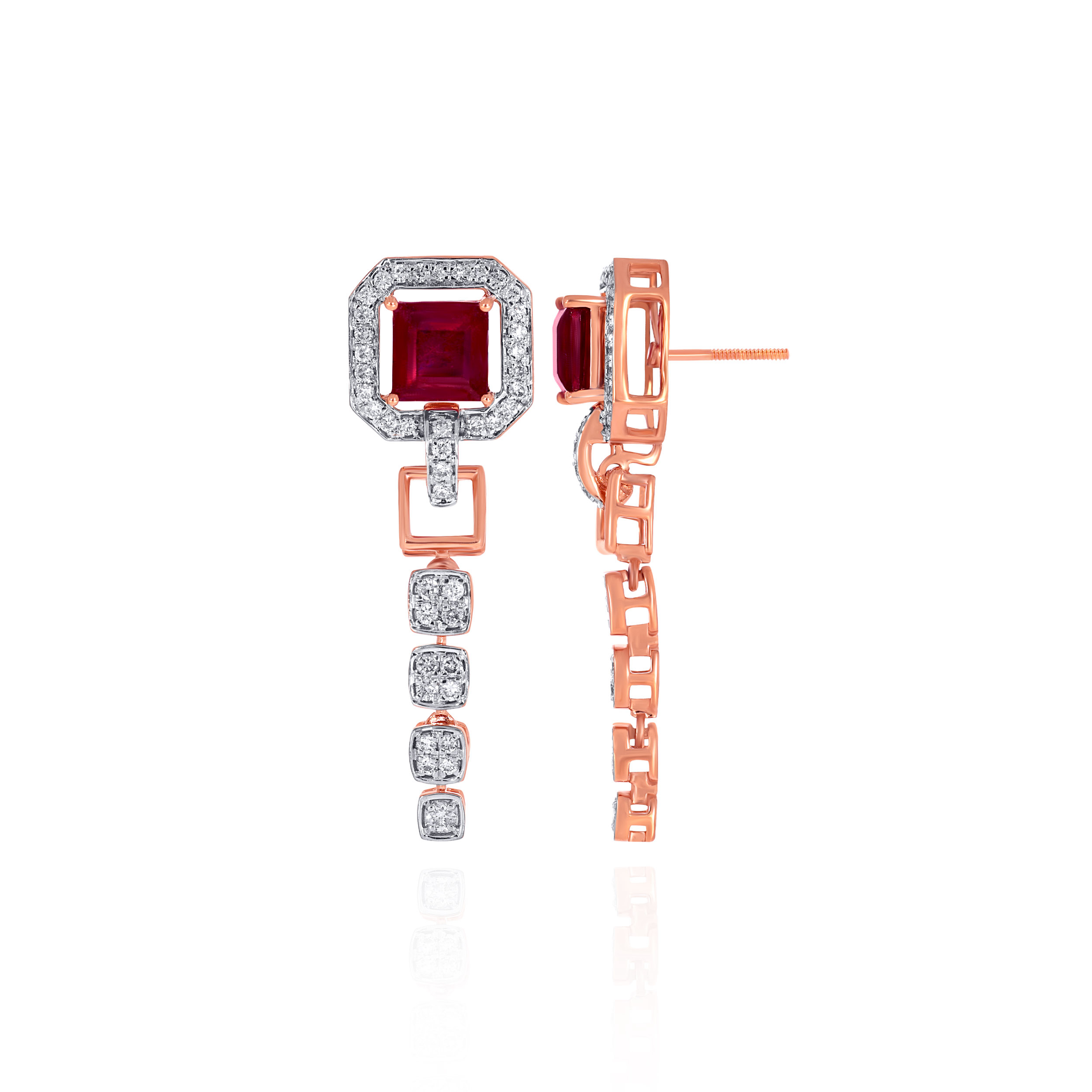 Scarlet Square Long Diamond Earrings - Senco Gold and Diamonds