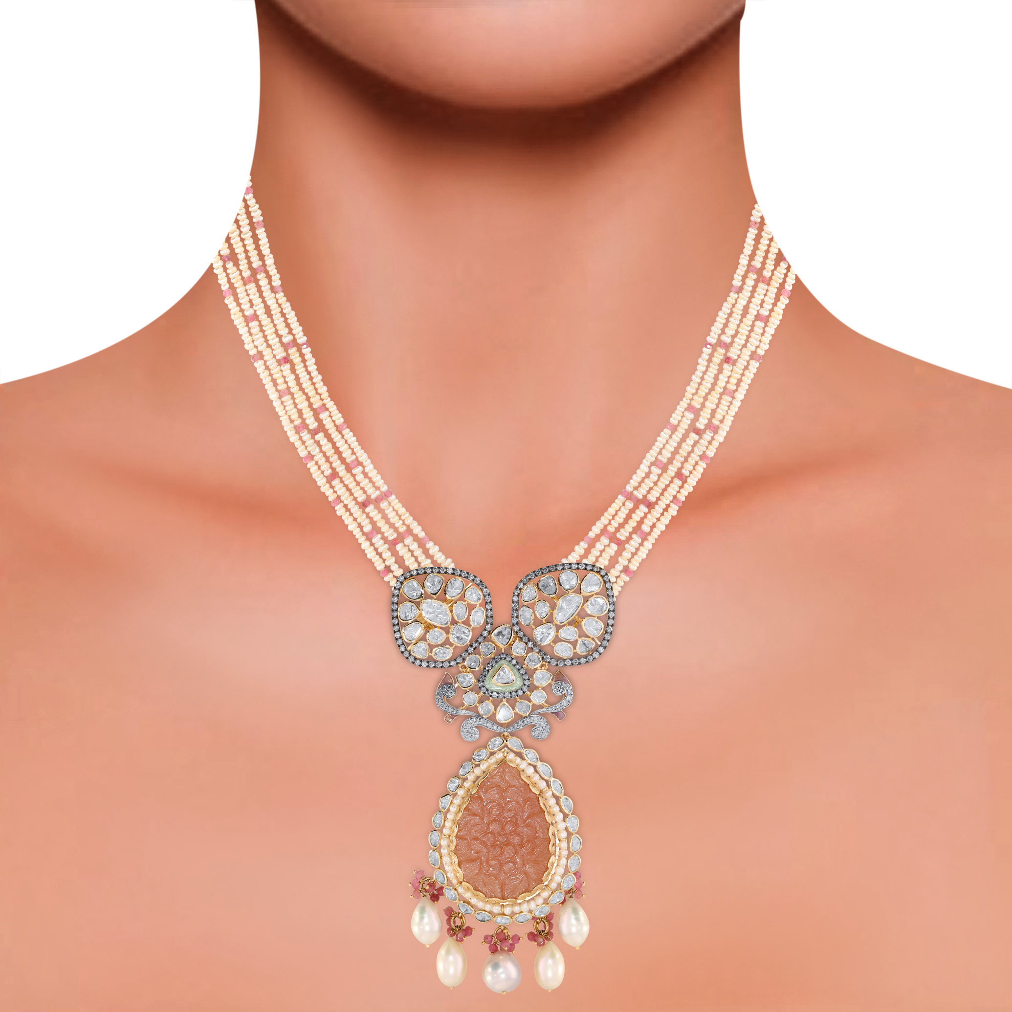 Exquisite Droplet Polki Diamond Necklace - Senco Gold and Diamonds