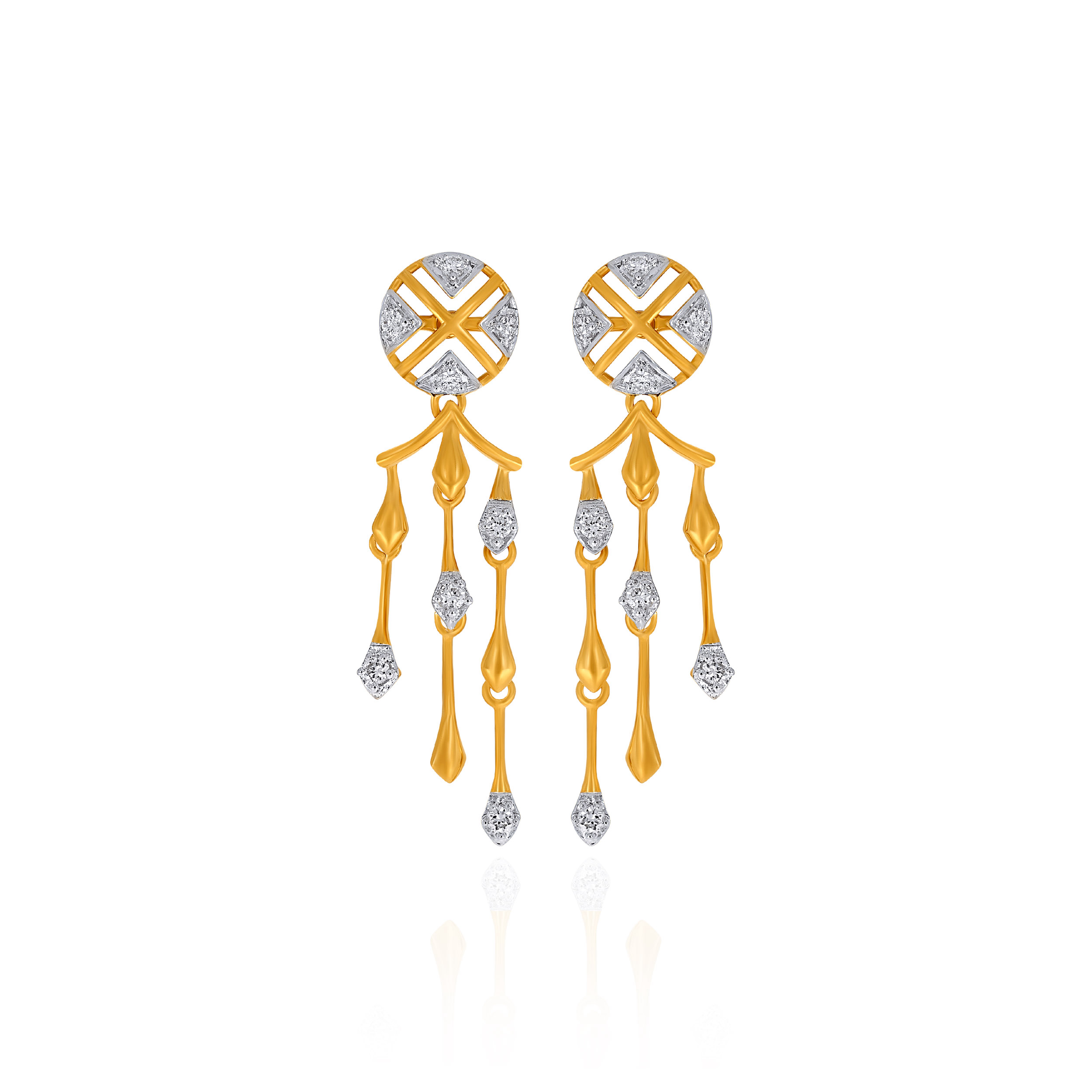 Evening Drape Diamond Dangler Earrings - Senco Gold and Diamonds
