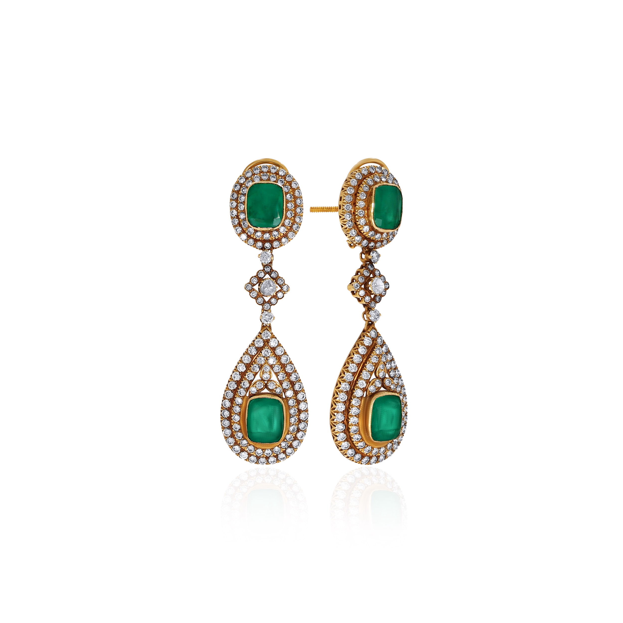 18K Yellow Gold Polki Diamond Earrings-DT-D000788818 - Senco Gold and Diamonds