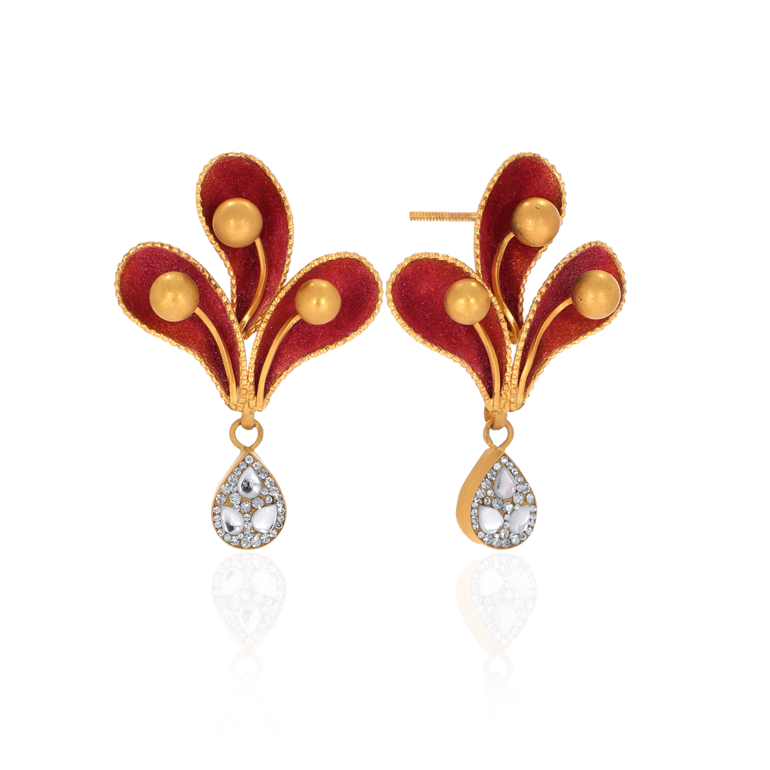 22K Yellow Gold Kundan Studs Earrings-GPNGP-D000765137 - Senco Gold and Diamonds