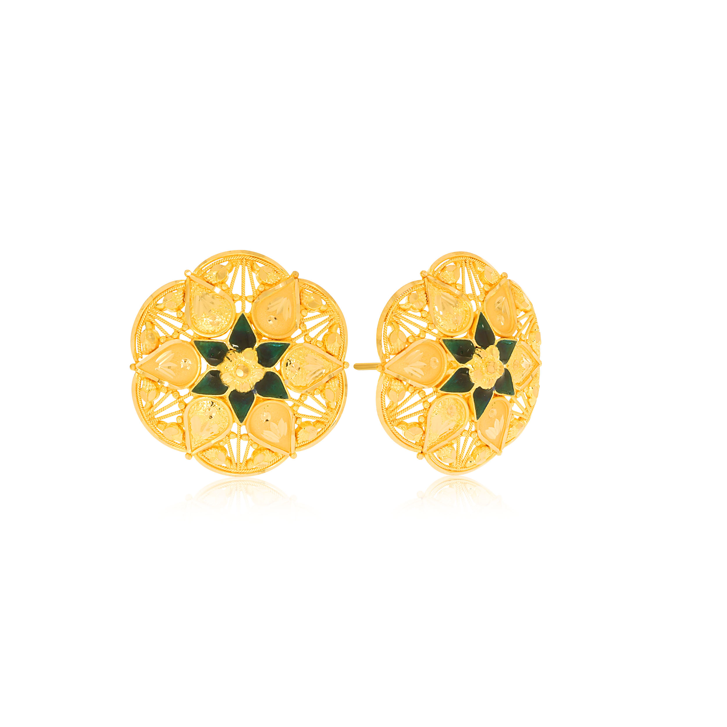 Essence of Heritage Gold Studs - Senco Gold and Diamonds