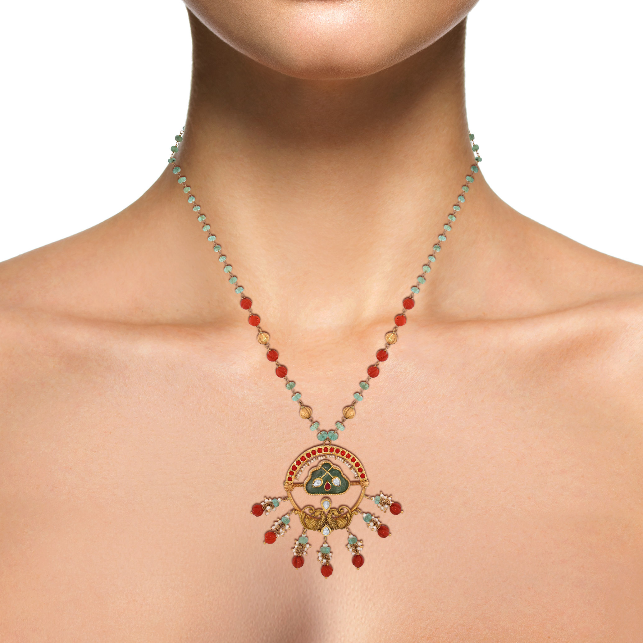 22K Yellow Gold Kundan Necklace-GN-D000782875 - Senco Gold and Diamonds