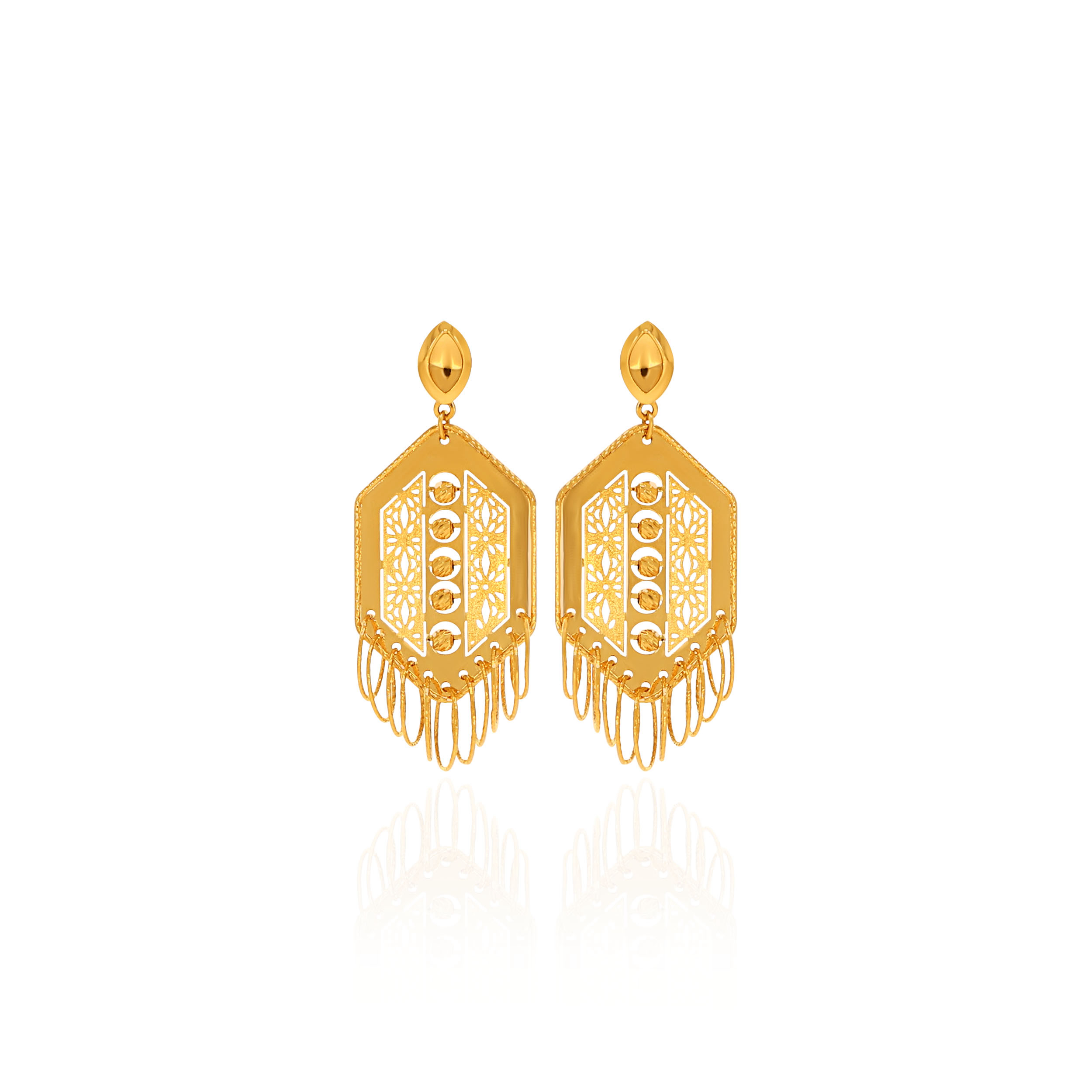 Vintage Hexa Gold Drop Earrings - Senco Gold and Diamonds