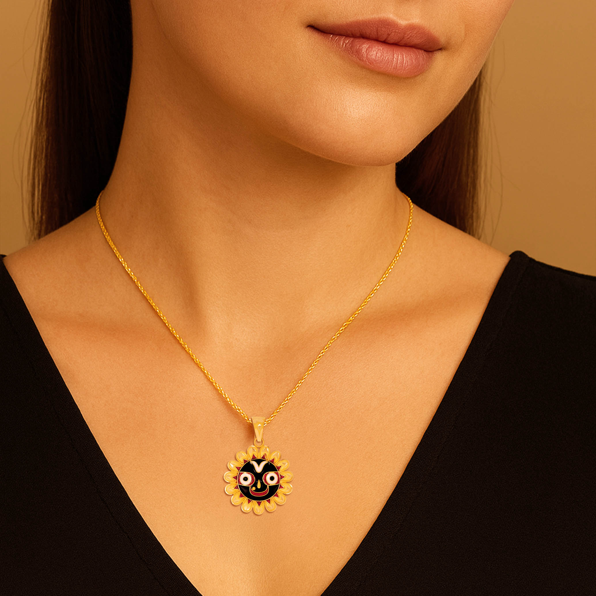 Divine Sunburst Lord Jagannath Gold Pendant - Senco Gold and Diamonds