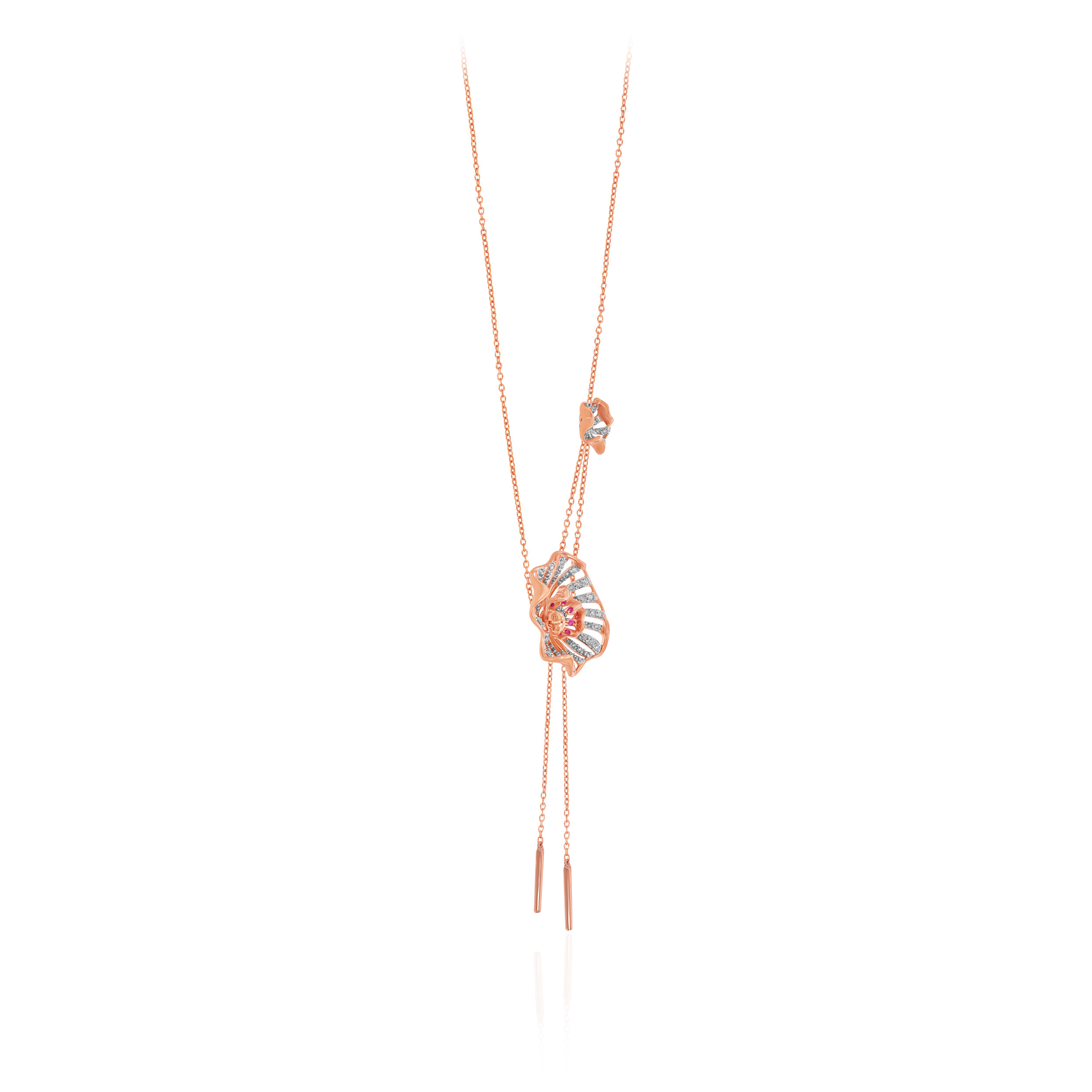 Lariat Bloom Diamond Chain Pendant - Senco Gold and Diamonds