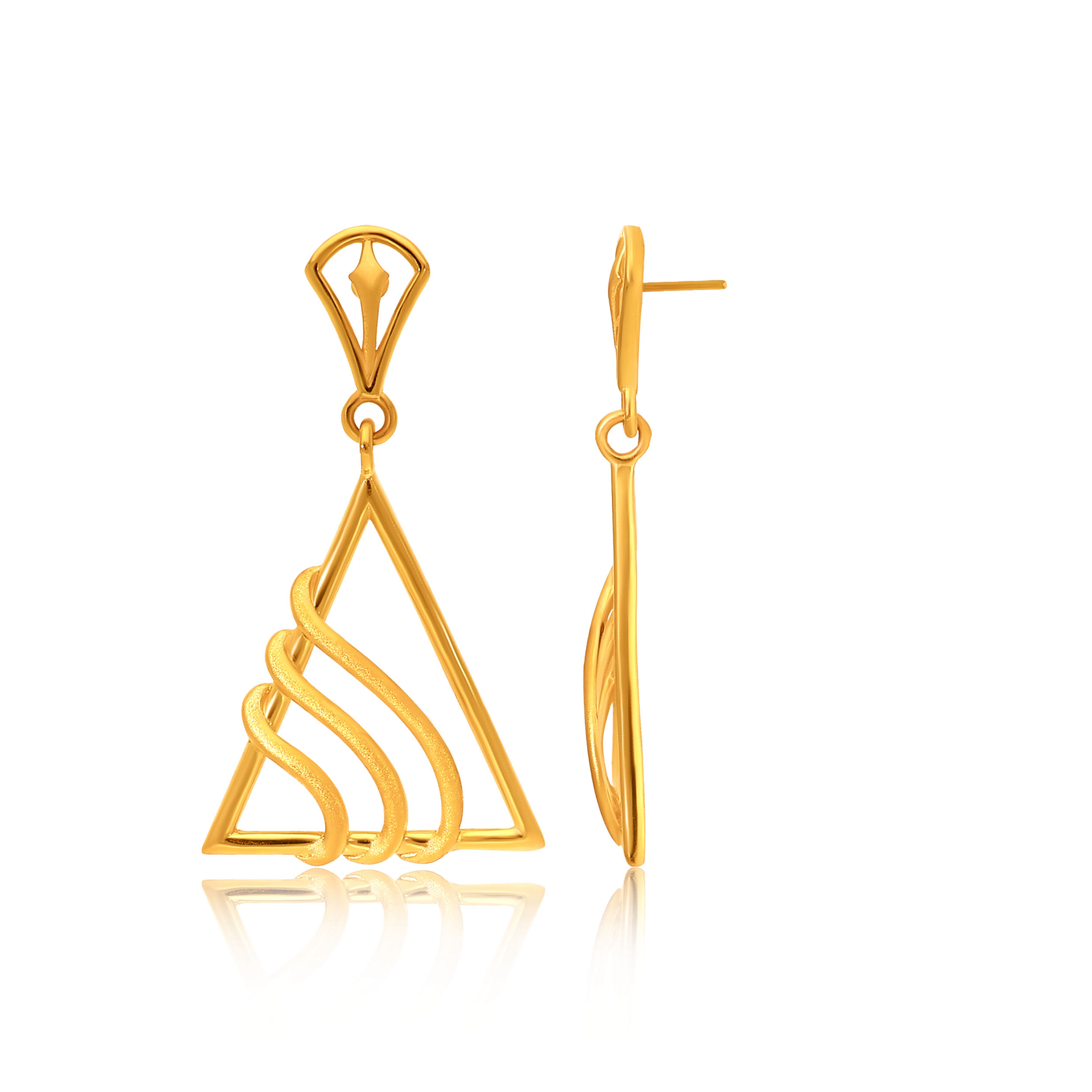 Apex Triangle Gold Drop Earrings - Senco Gold and Diamonds
