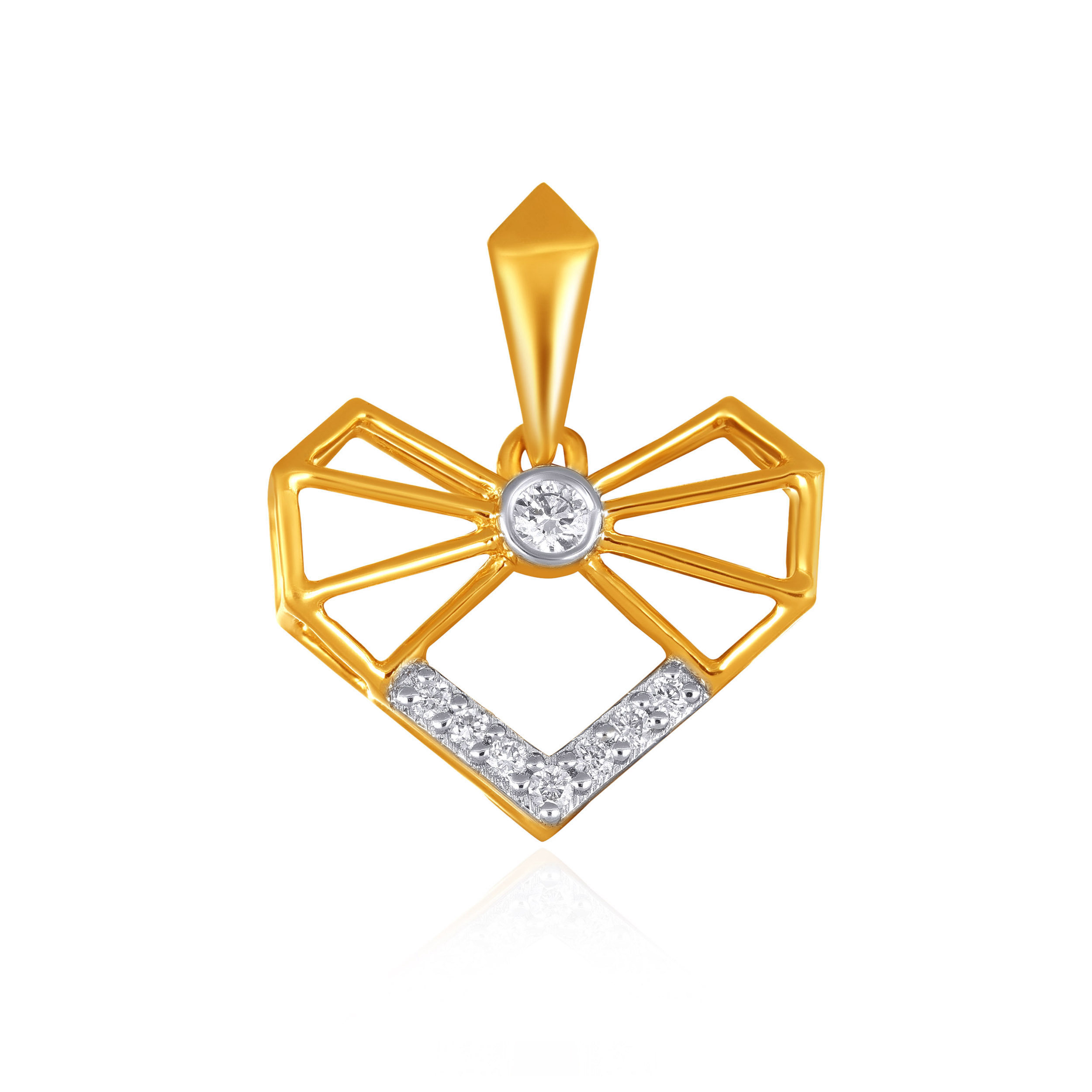 Sleek Geometric Heart Diamond Pendant - Senco Gold and Diamonds