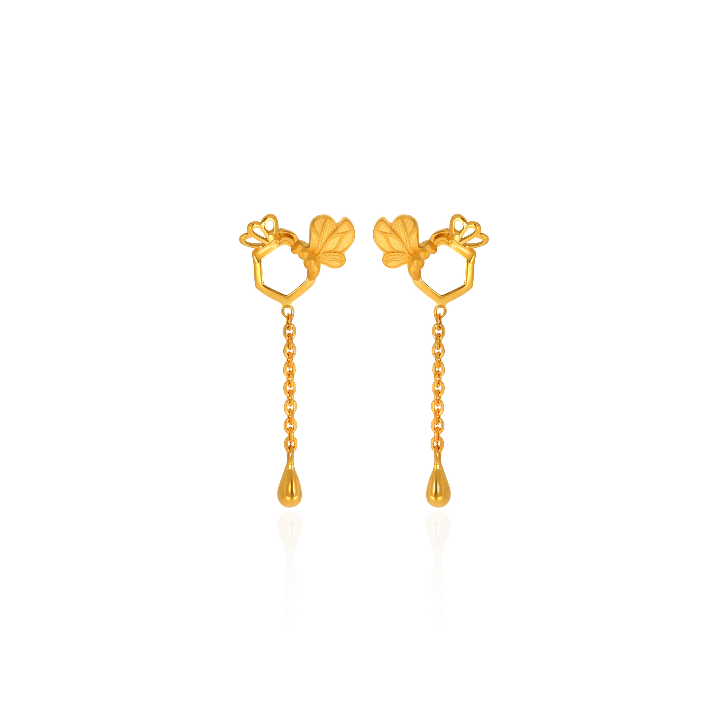 Sweet Duo Gold Drop Earrings - Senco Gold and Diamonds