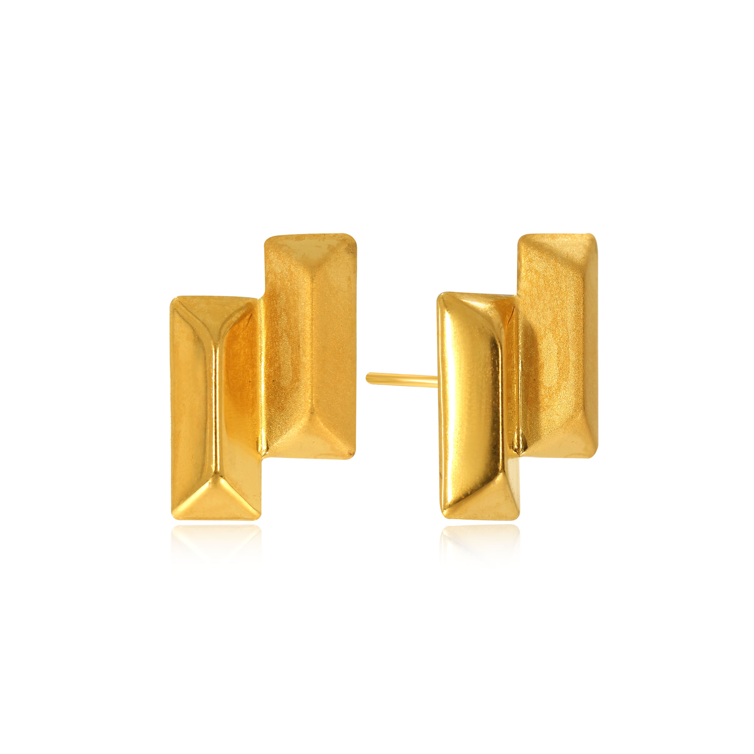 Dual Connection Gold Studs - Senco Gold and Diamonds