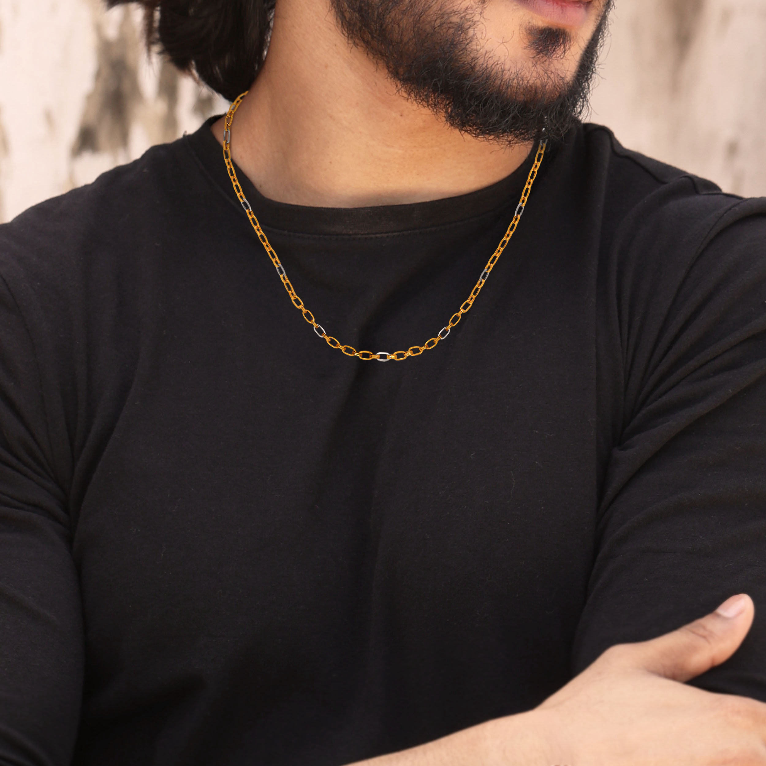 Regent Dual-Tone Men's Gold Chain - Senco Gold and Diamonds