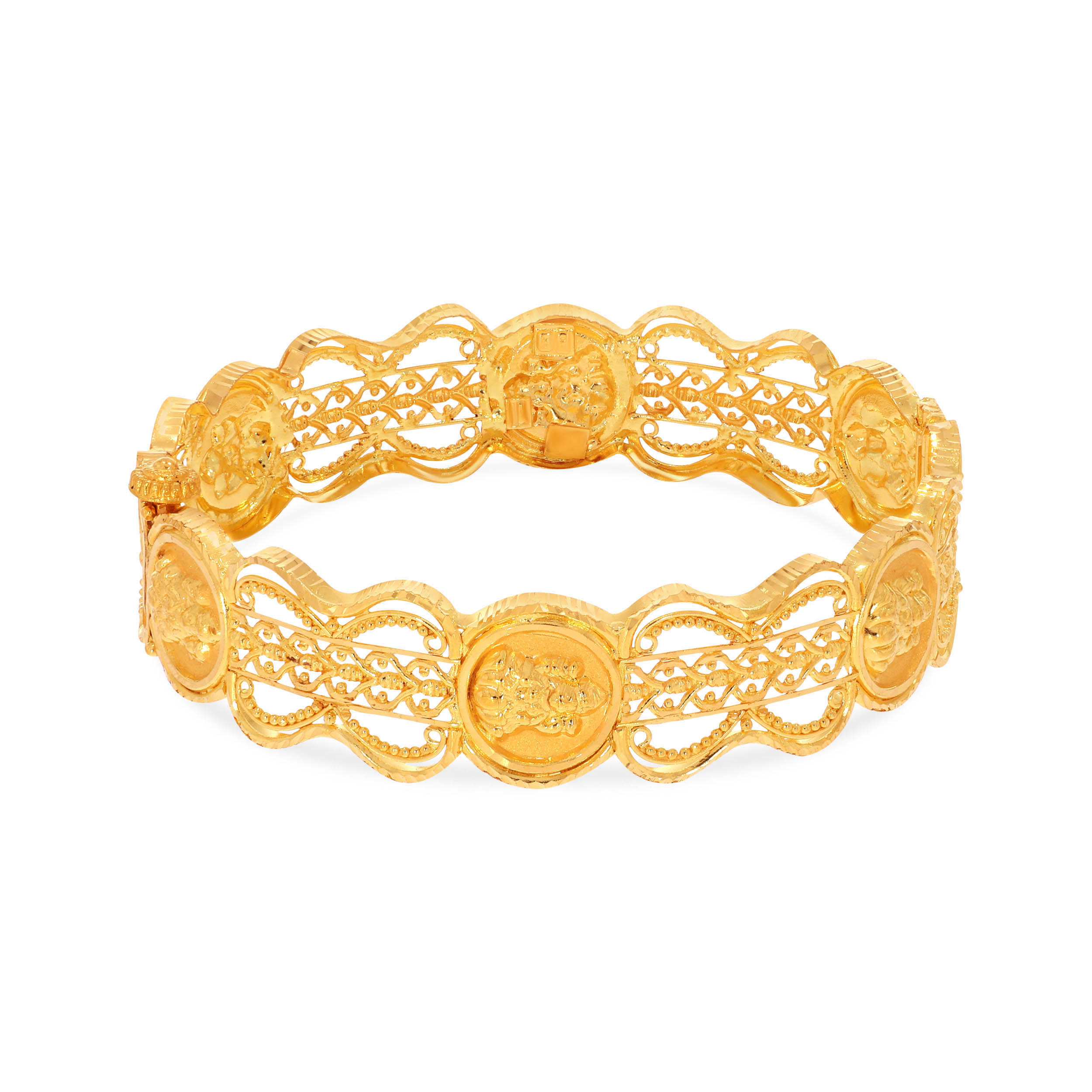 Waves of Blessings Gold Chur Bangle - Senco Gold and Diamonds