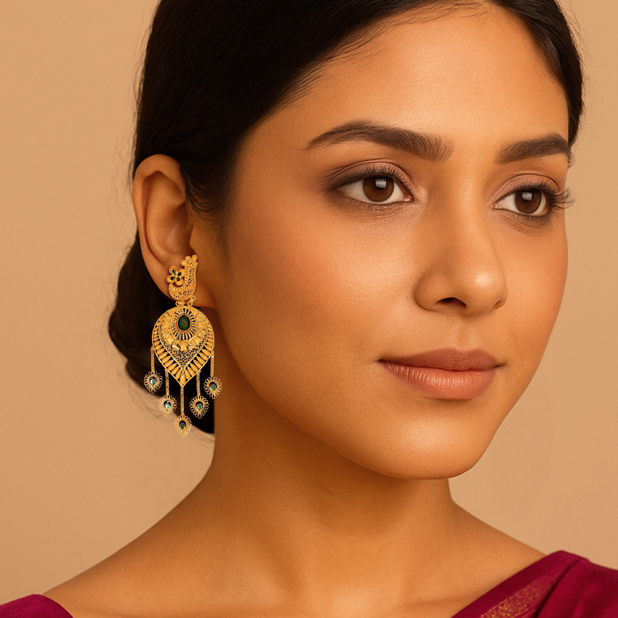 Opulent Plumage Gold Earrings - Senco Gold and Diamonds