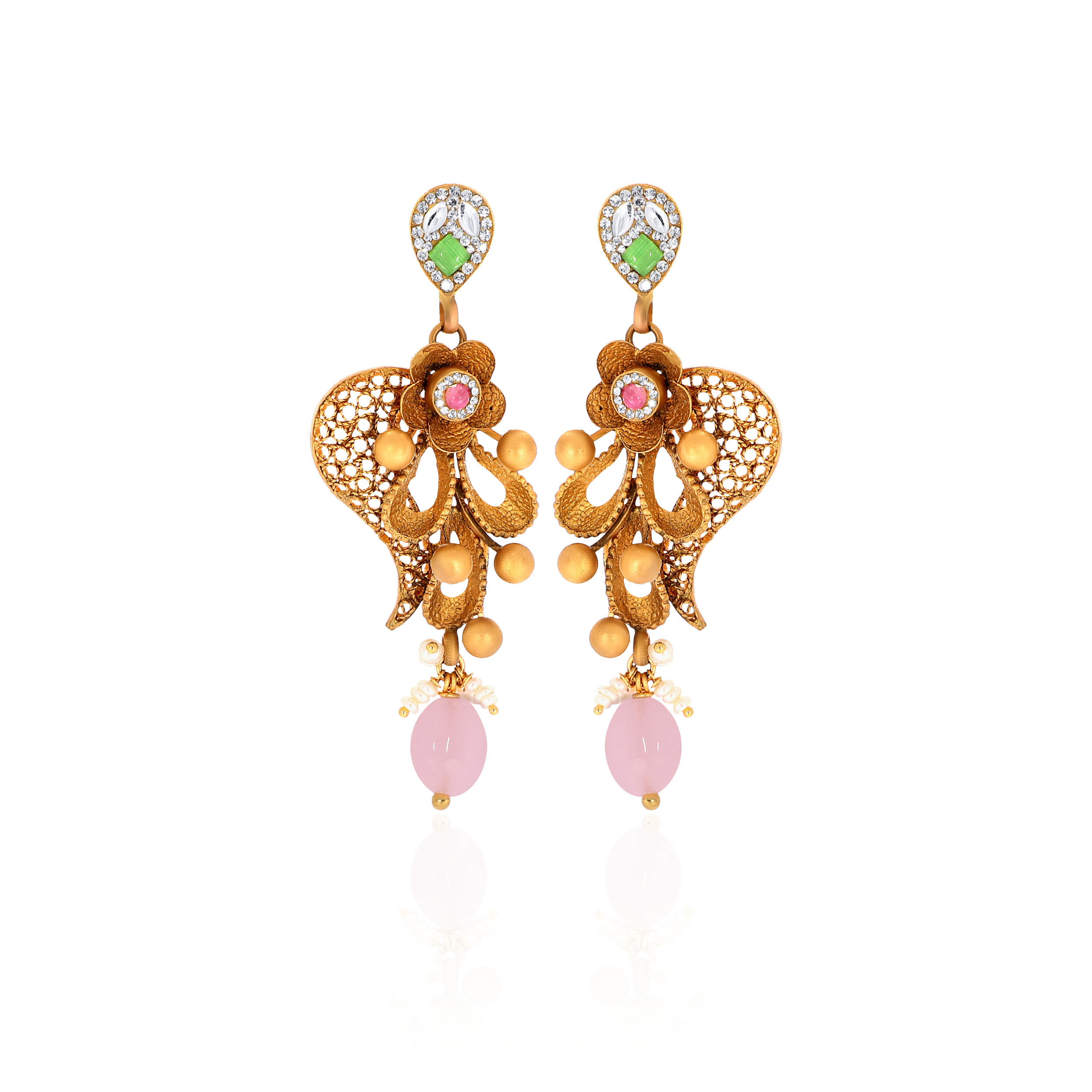 22K Yellow Gold Kundan Drop Earrings-GPNGP-D000765138 - Senco Gold and Diamonds