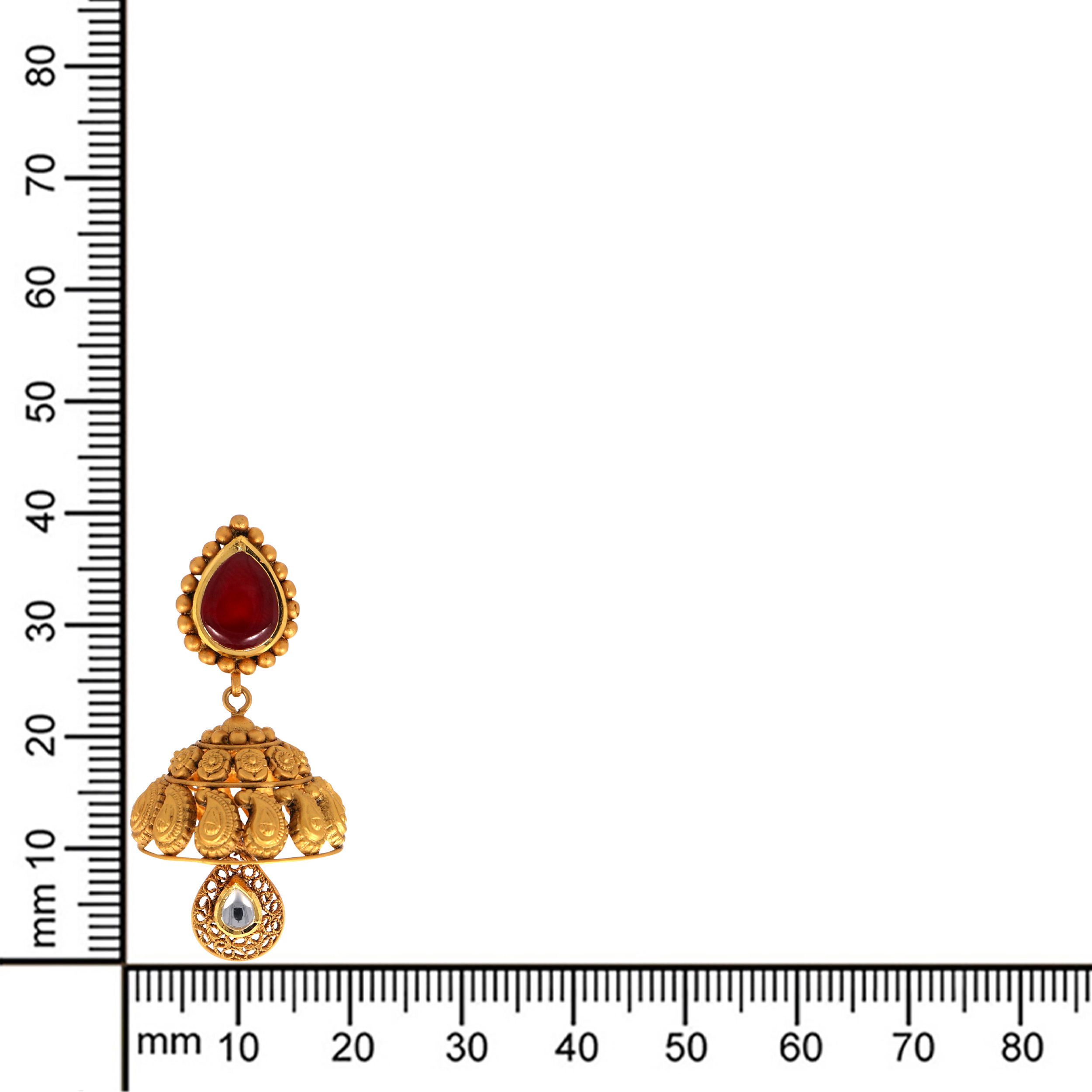 Ethnic Bliss Antique Gold Kundan Jhumka Earrings - Senco Gold and Diamonds