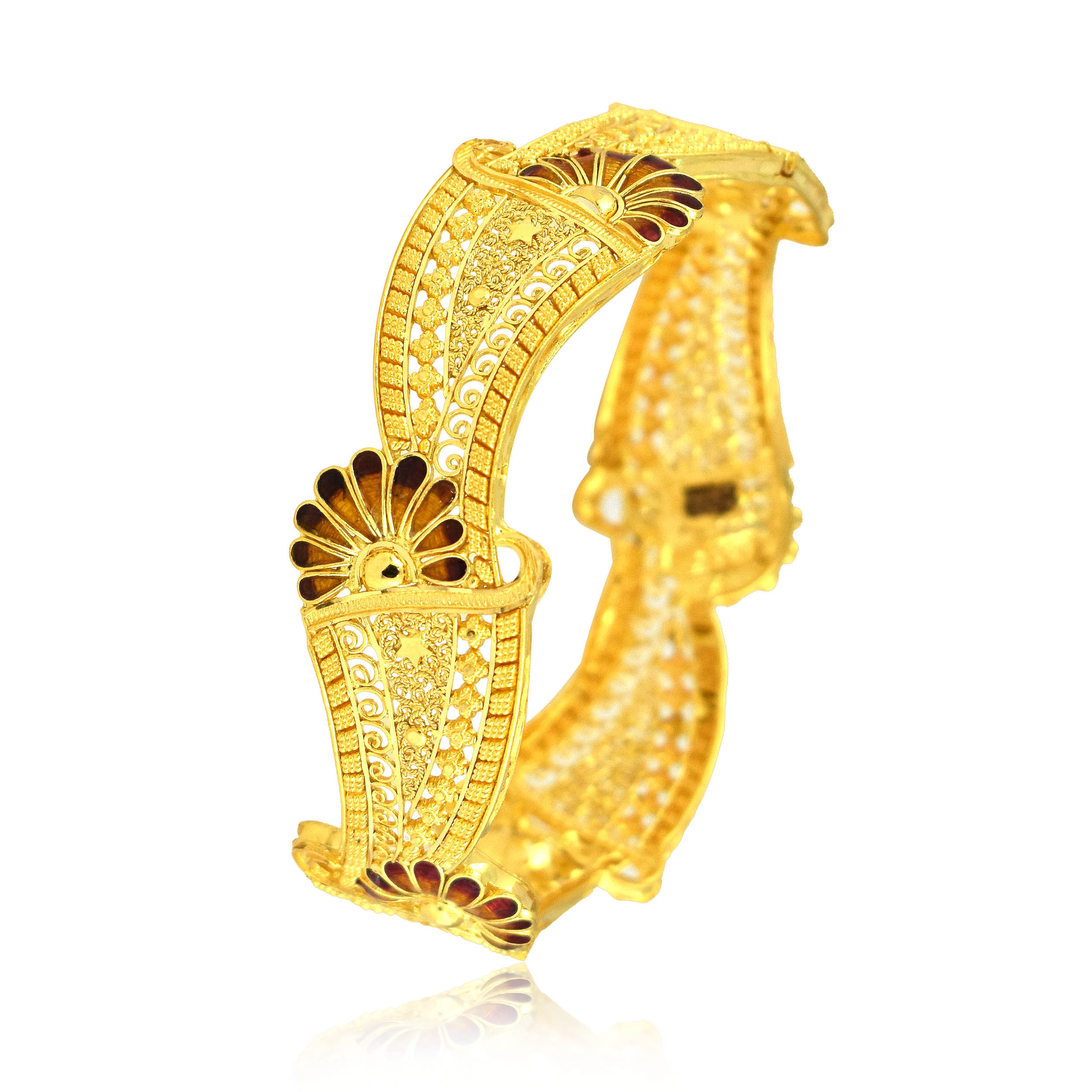 Magical Bloom Gold Chur Bangle - Senco Gold and Diamonds