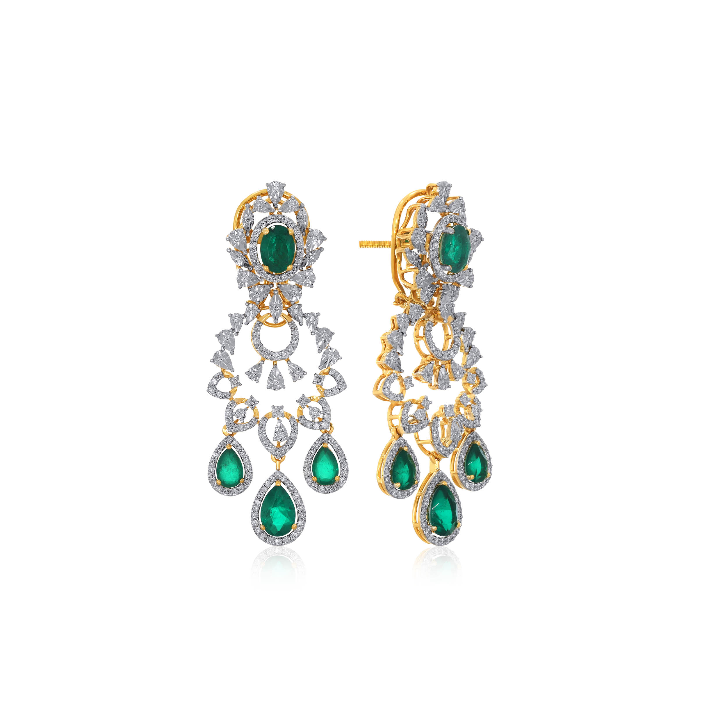 Greeny Gleam Diamond Earrings - Senco Gold and Diamonds