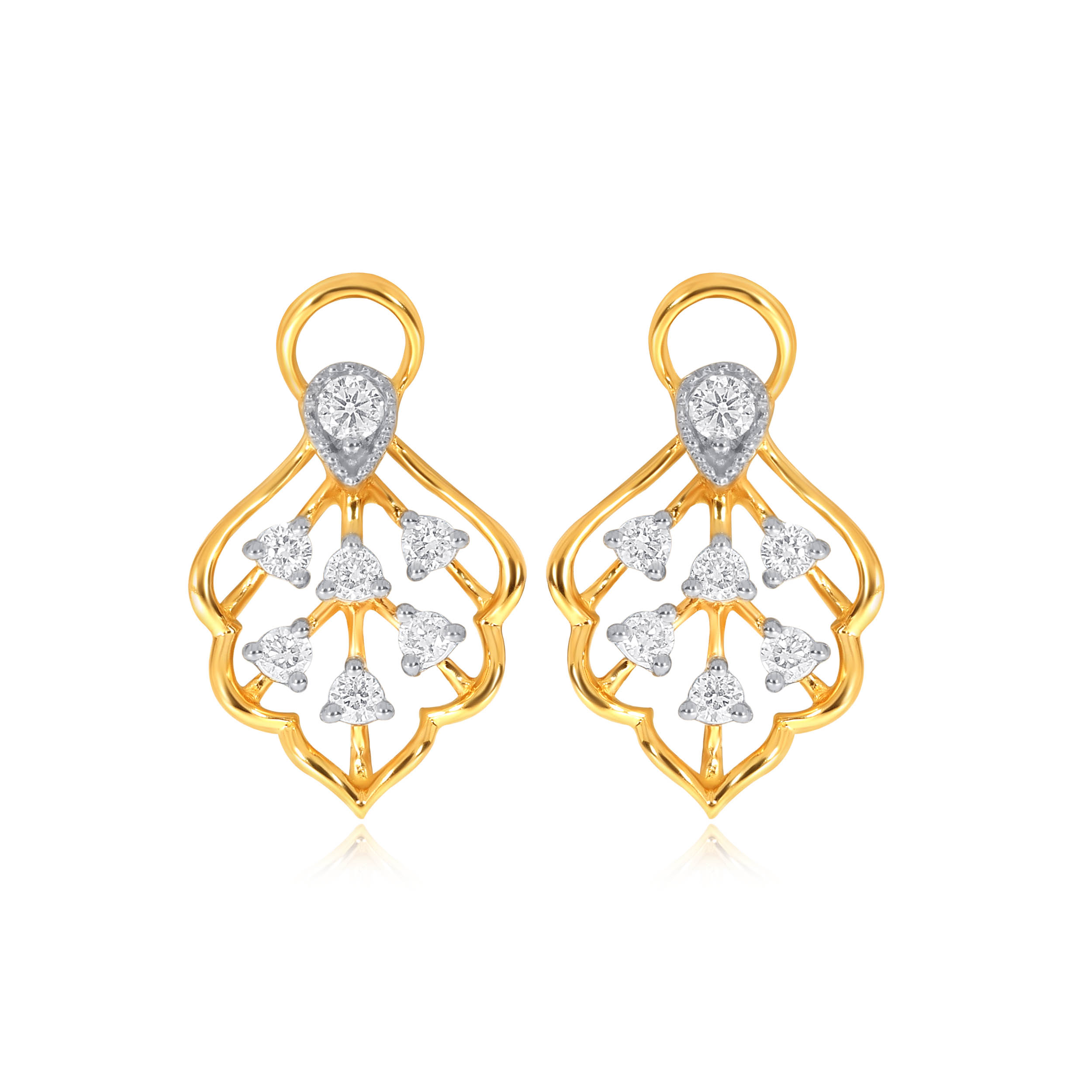 Tropical Leaf Diamond Studs - Senco Gold and Diamonds