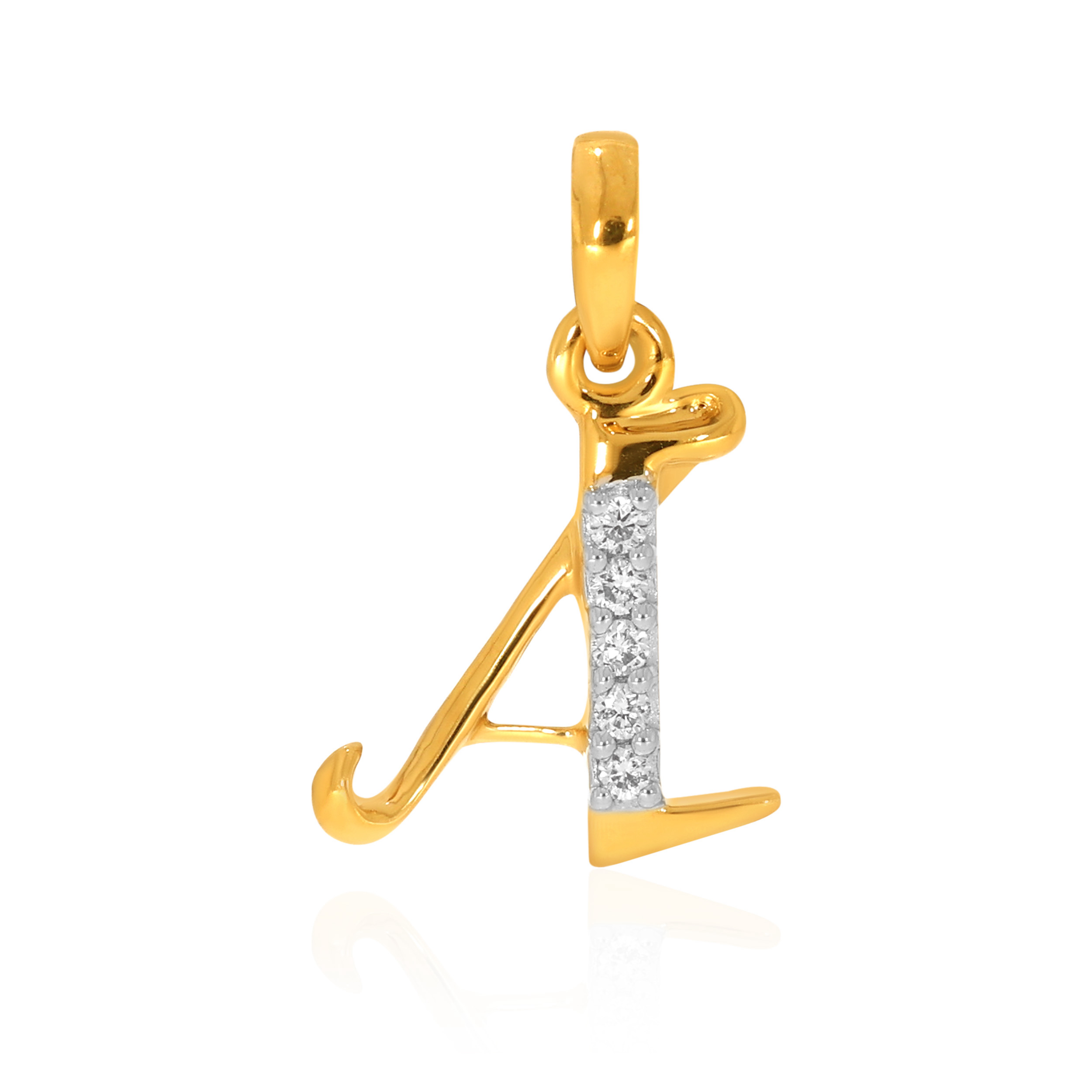 18K Yellow Gold A Alphabet Diamond Pendant-DPN-D000748628 - Senco Gold and Diamonds