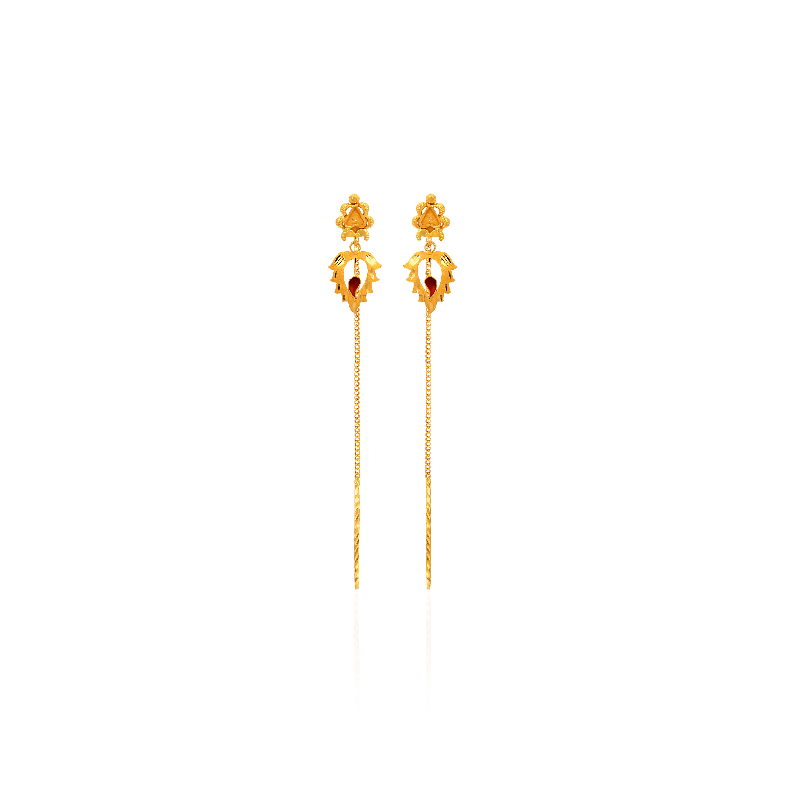 Autumn Leaf Gold Sui Dhaga Earrings - Senco Gold and Diamonds