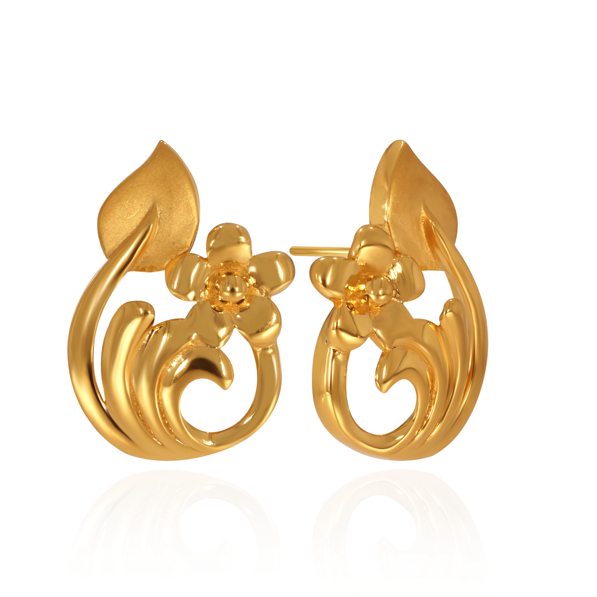 Blossom Swirl Gold Studs - Senco Gold and Diamonds