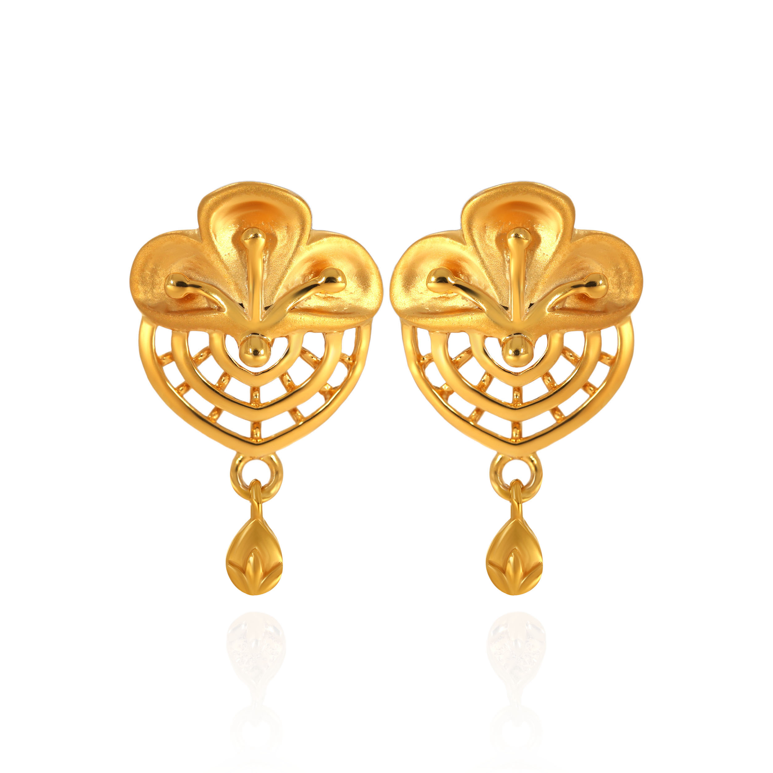 Gleaming Bud Gold Drop Earrings - Senco Gold and Diamonds