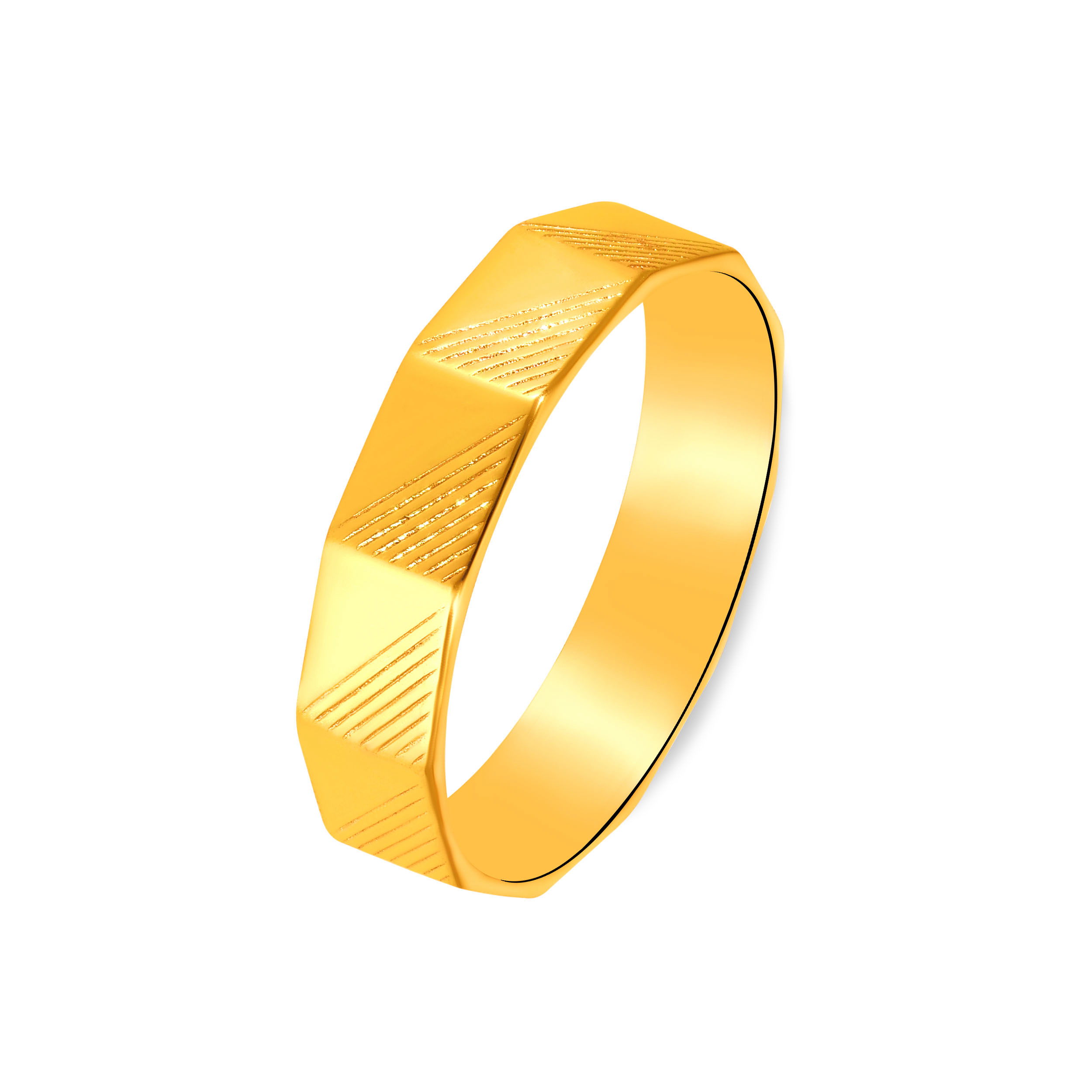 Linear Patterned Gold Men's Ring - Senco Gold and Diamonds
