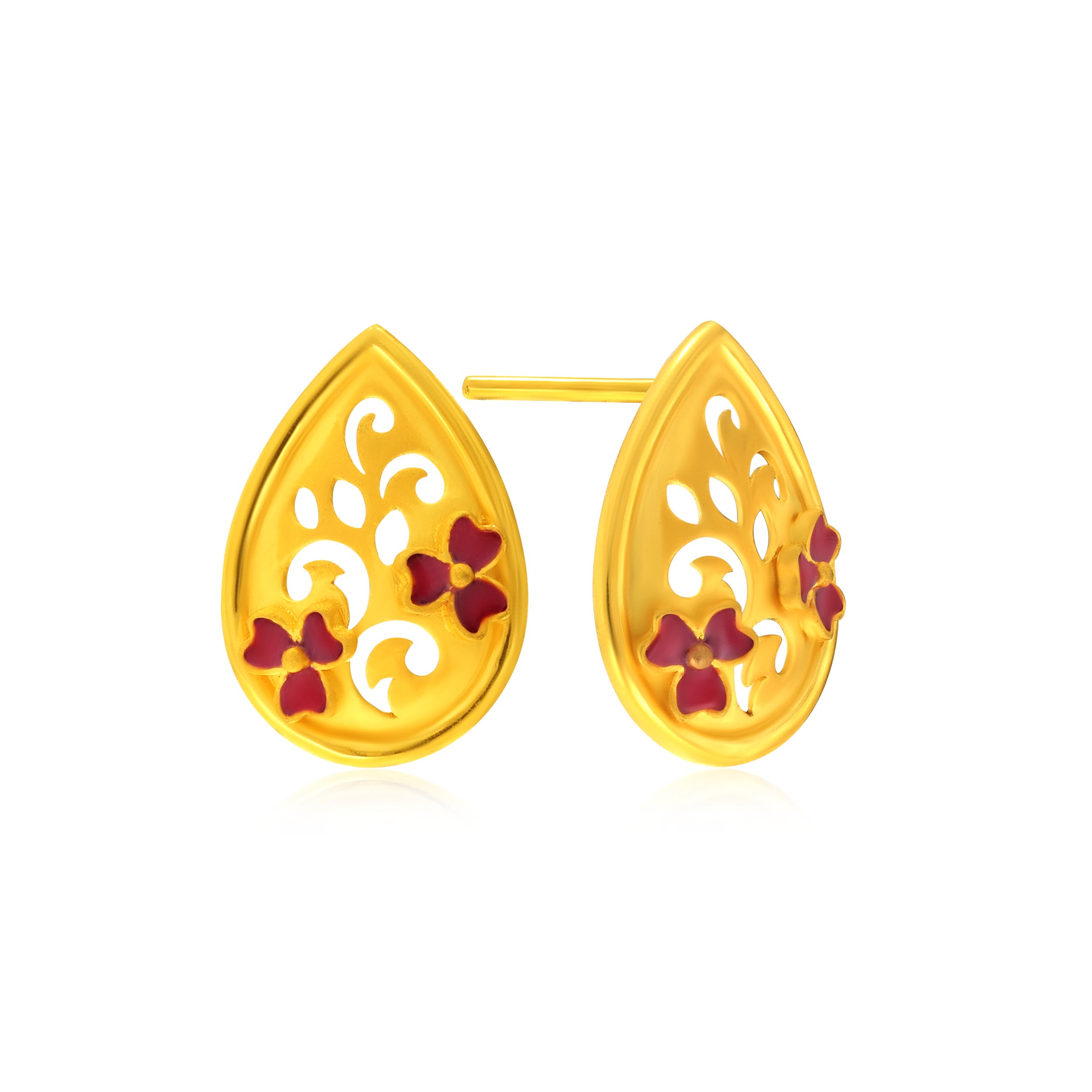Floral Droplet Gold Studs - Senco Gold and Diamonds