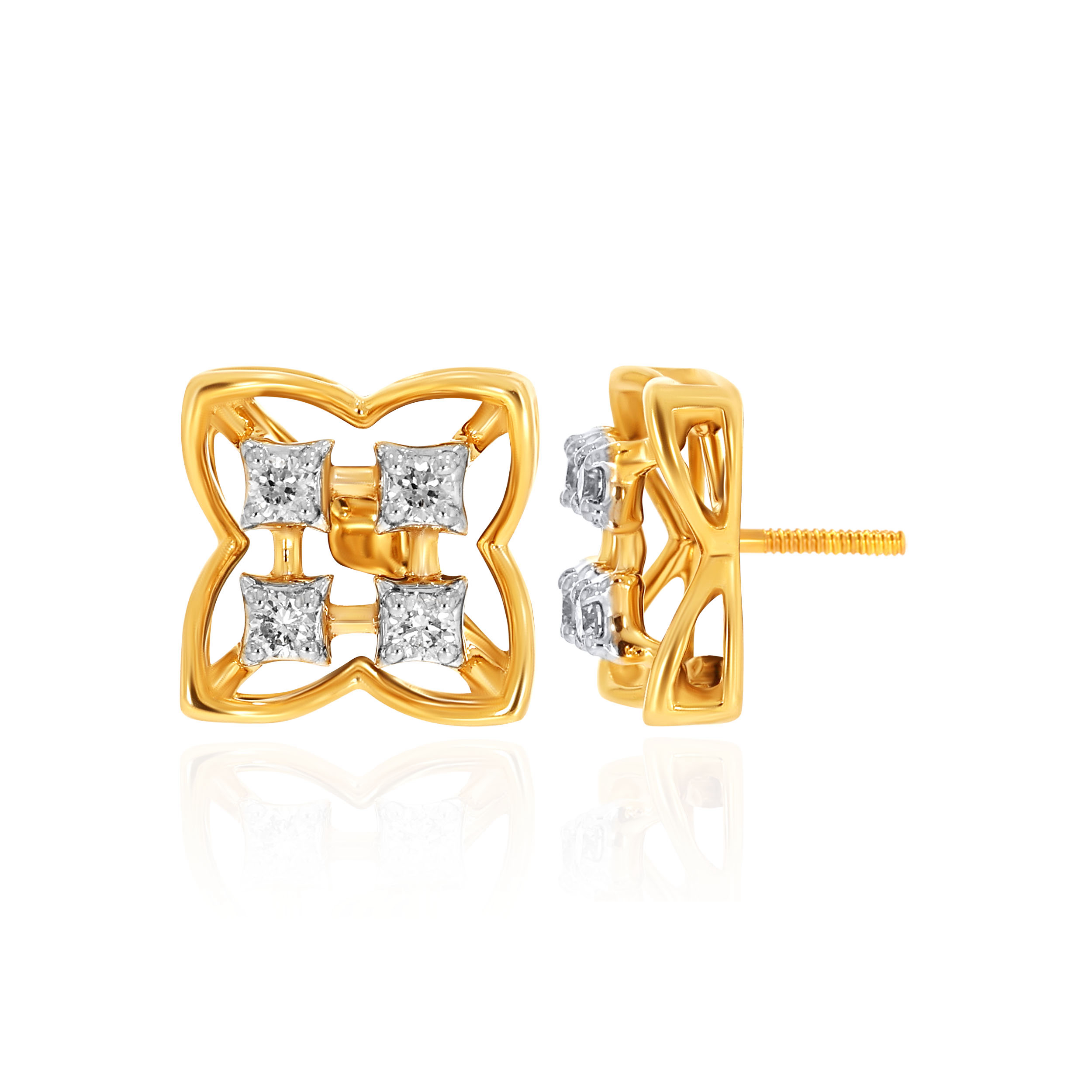 Elara Floral Diamond Studs - Senco Gold and Diamonds