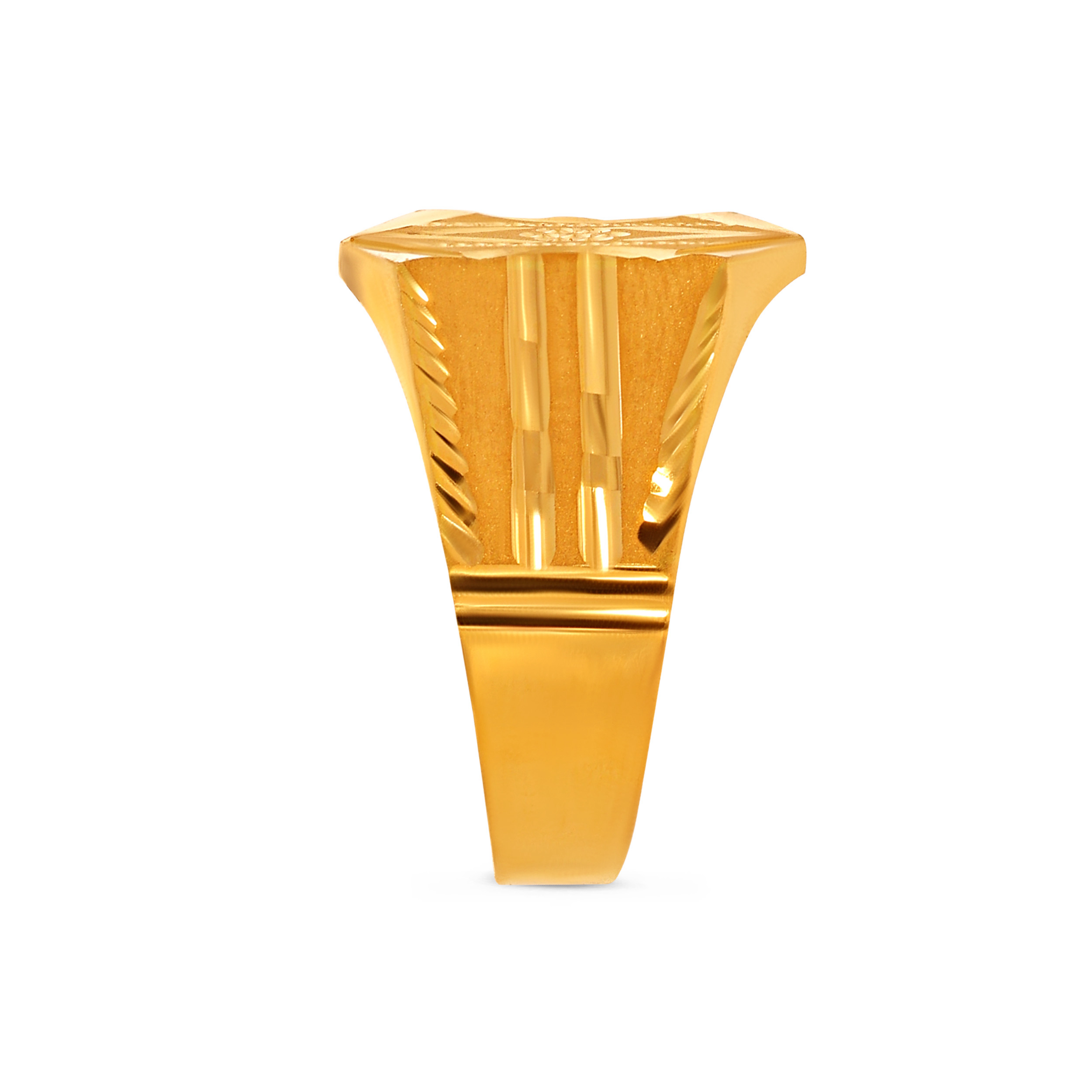 Hexagonal Floral Men's Gold Ring - Senco Gold and Diamonds