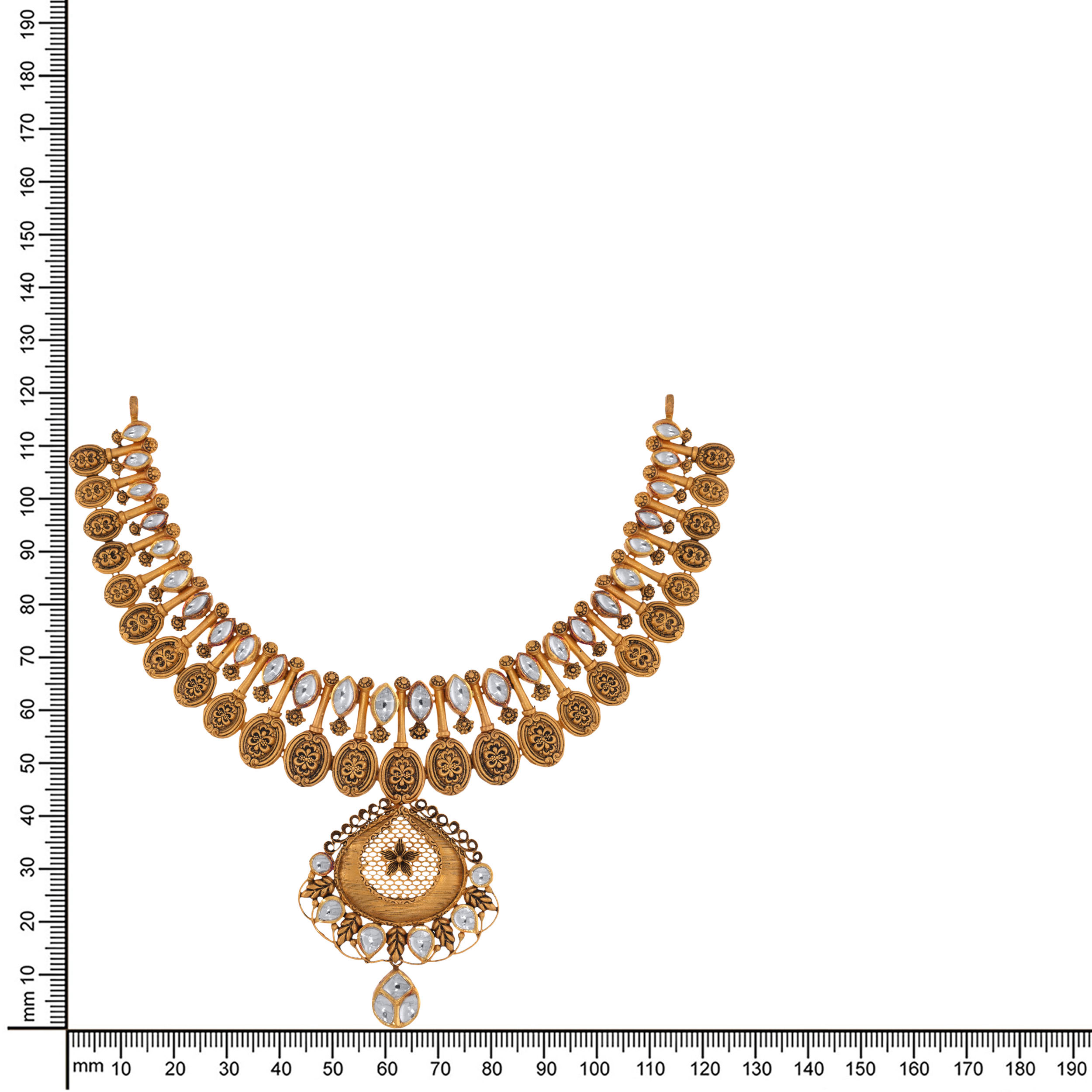 Regal Carvings Gold Kundan Necklace - Senco Gold and Diamonds