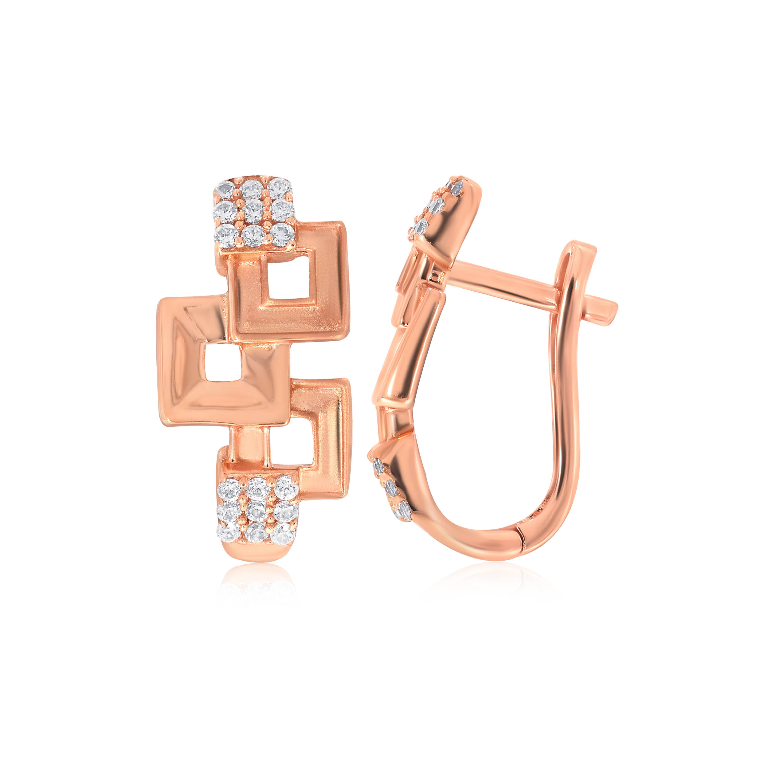 Overlapping Cubes Gold Hoop Earrings - Senco Gold and Diamonds