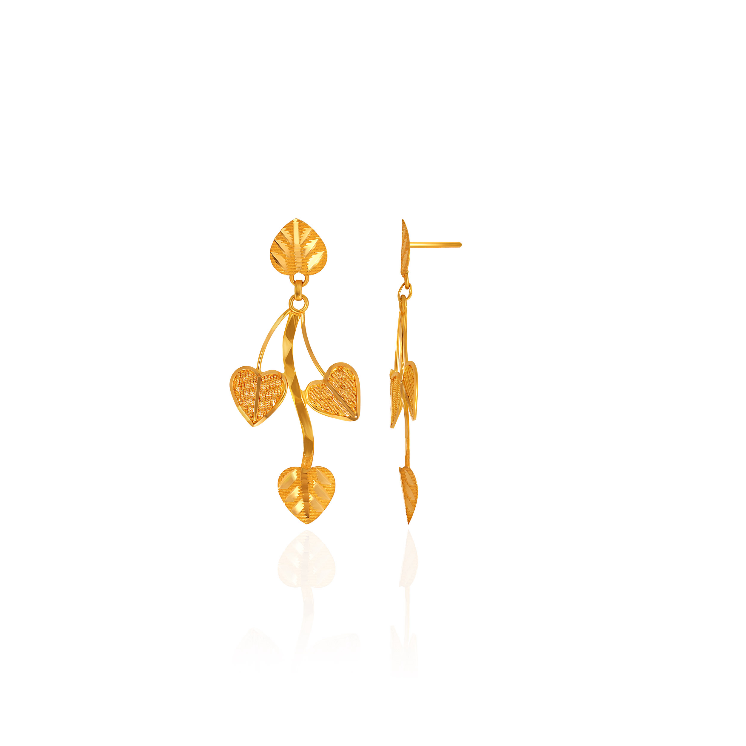 Modern Petal Gold Drop Earrings - Senco Gold and Diamonds
