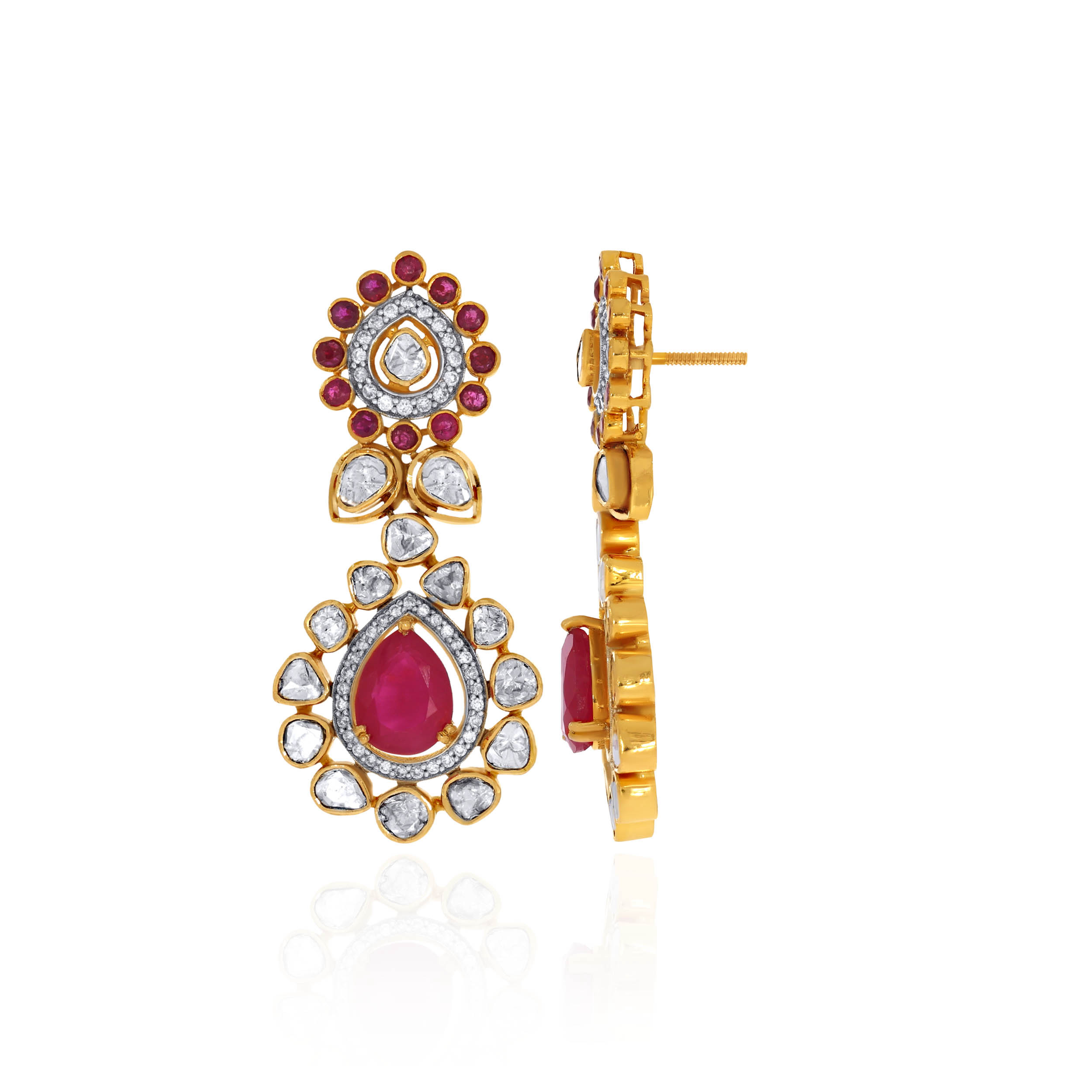 Regal Rosé Polki Diamond Earrings - Senco Gold and Diamonds
