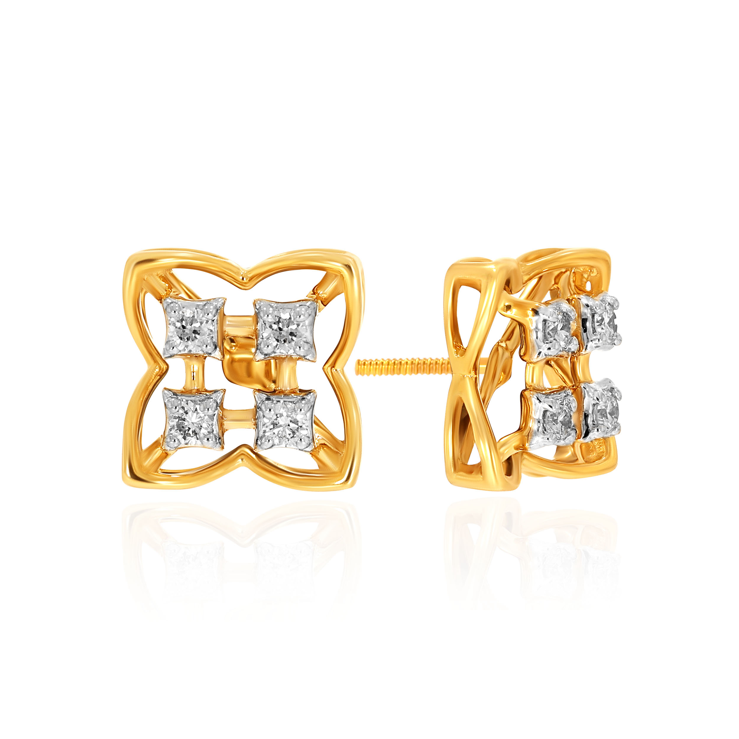 Elara Floral Diamond Studs - Senco Gold and Diamonds