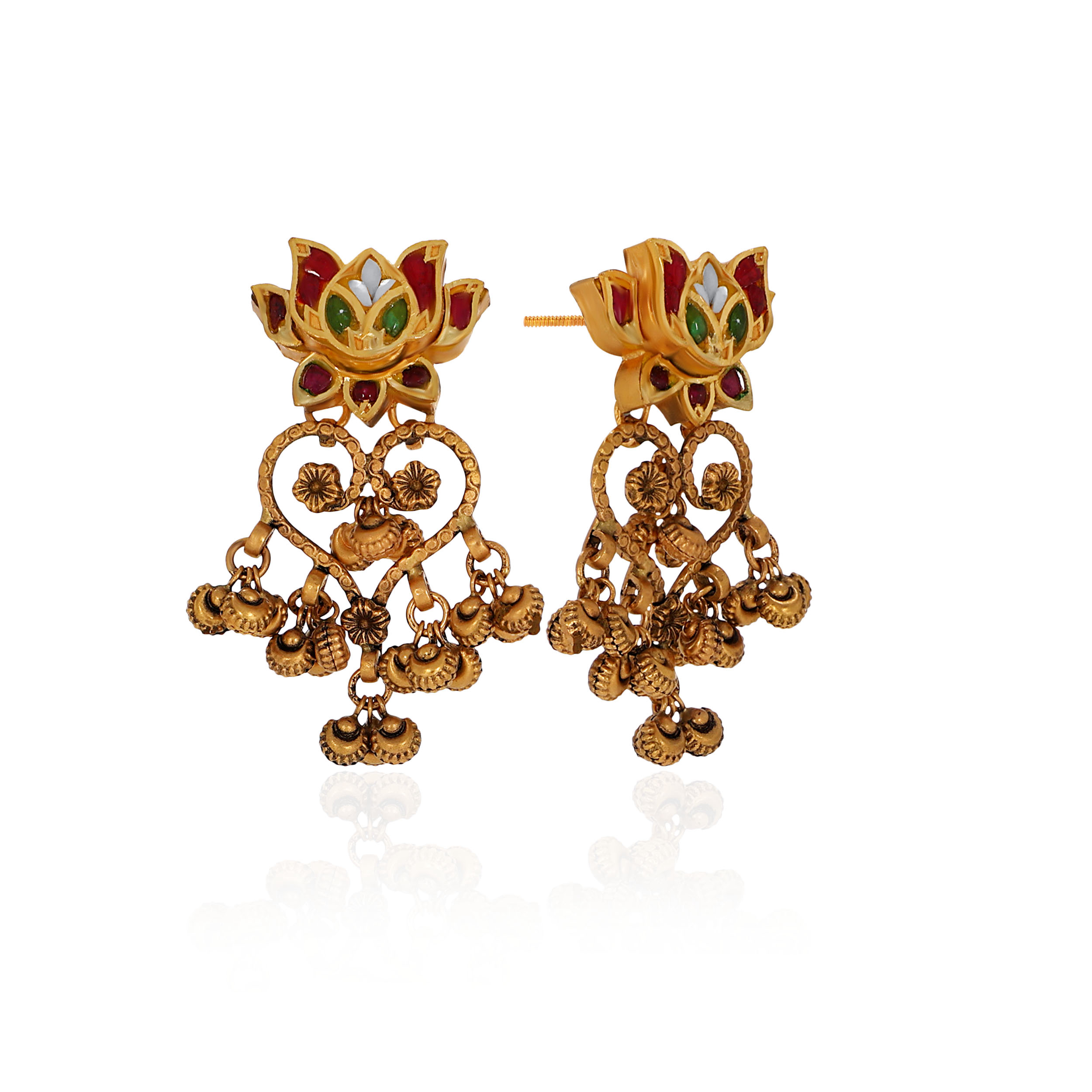 22K Yellow Gold Kundan Drop Earrings-GPGN-D000788466 - Senco Gold and Diamonds