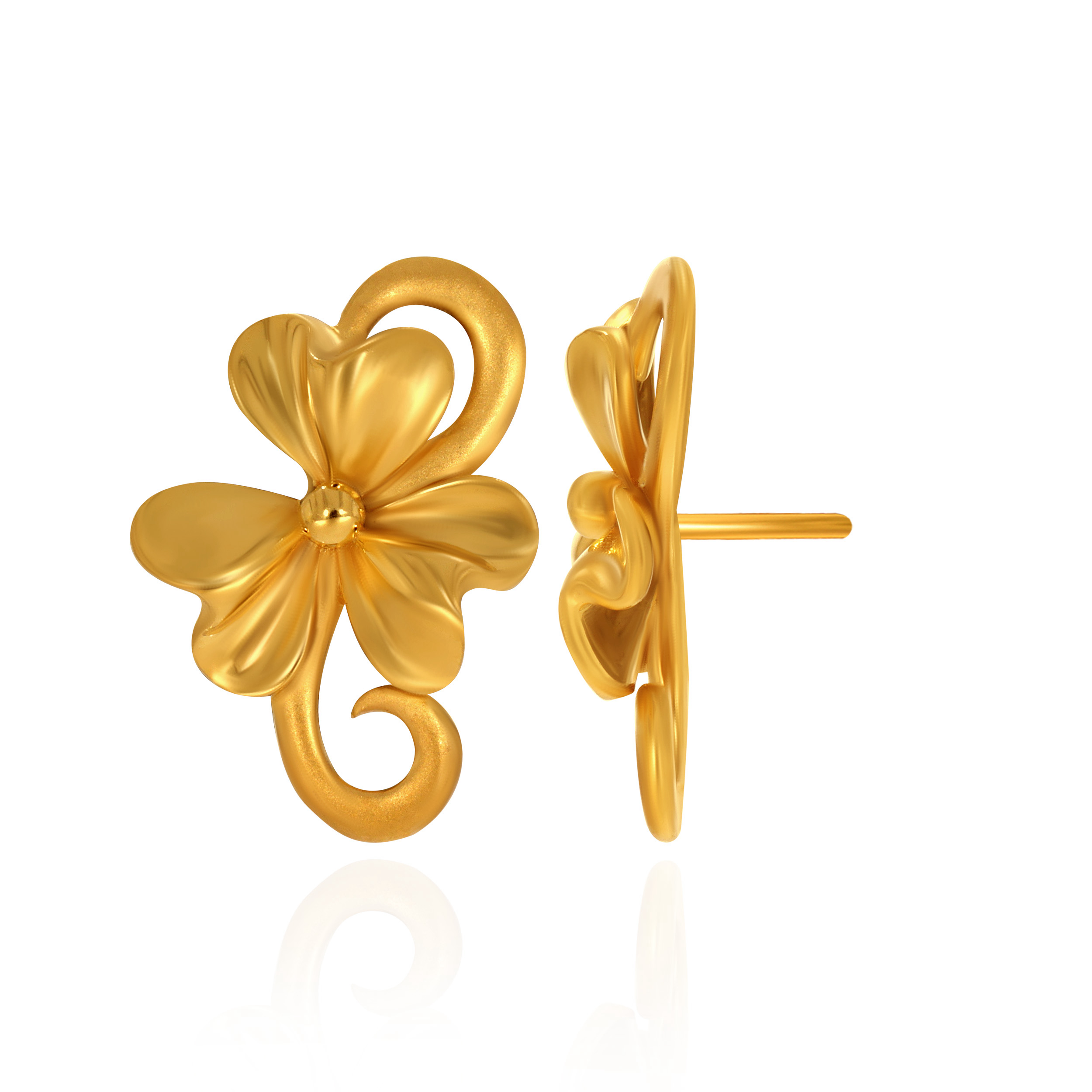 Fourfold Petal Gold Studs - Senco Gold and Diamonds