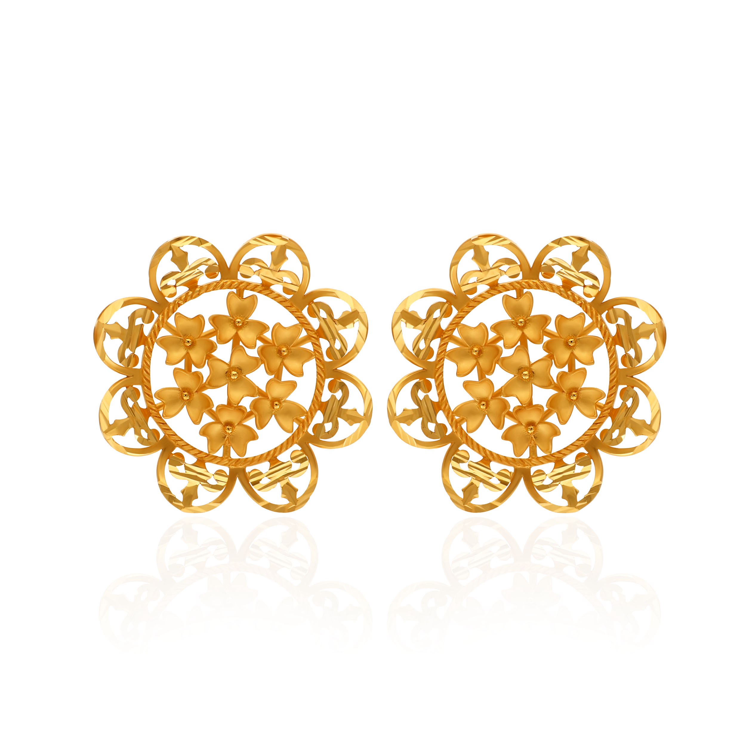 Blossom Aura Gold Studs - Senco Gold and Diamonds
