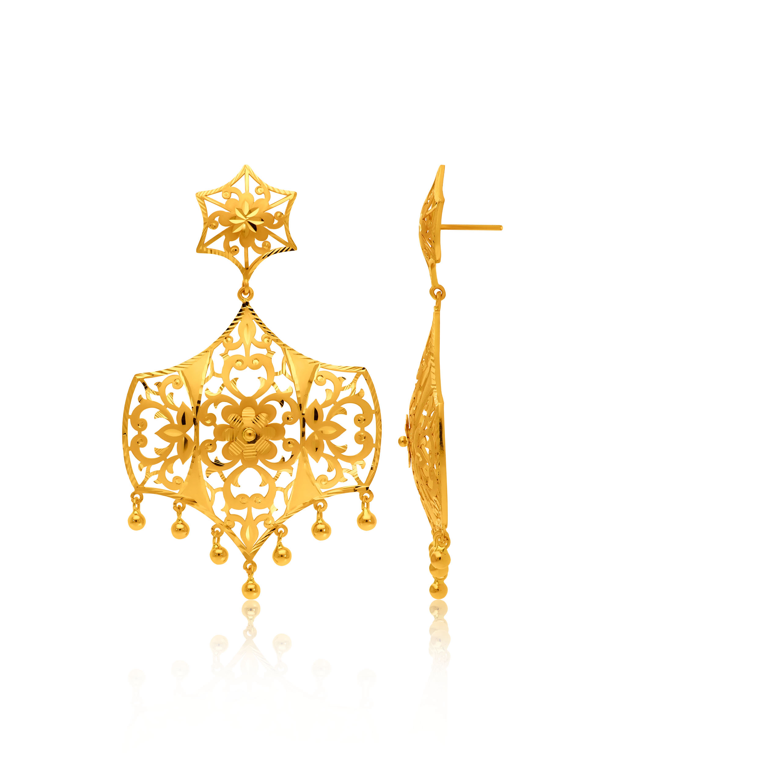 22K Yellow Gold Danglers Earrings-GP-SAD0005774 - Senco Gold and Diamonds