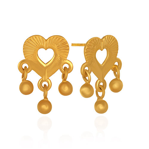 Sweet Heart Gold Drop Earrings - Senco Gold and Diamonds